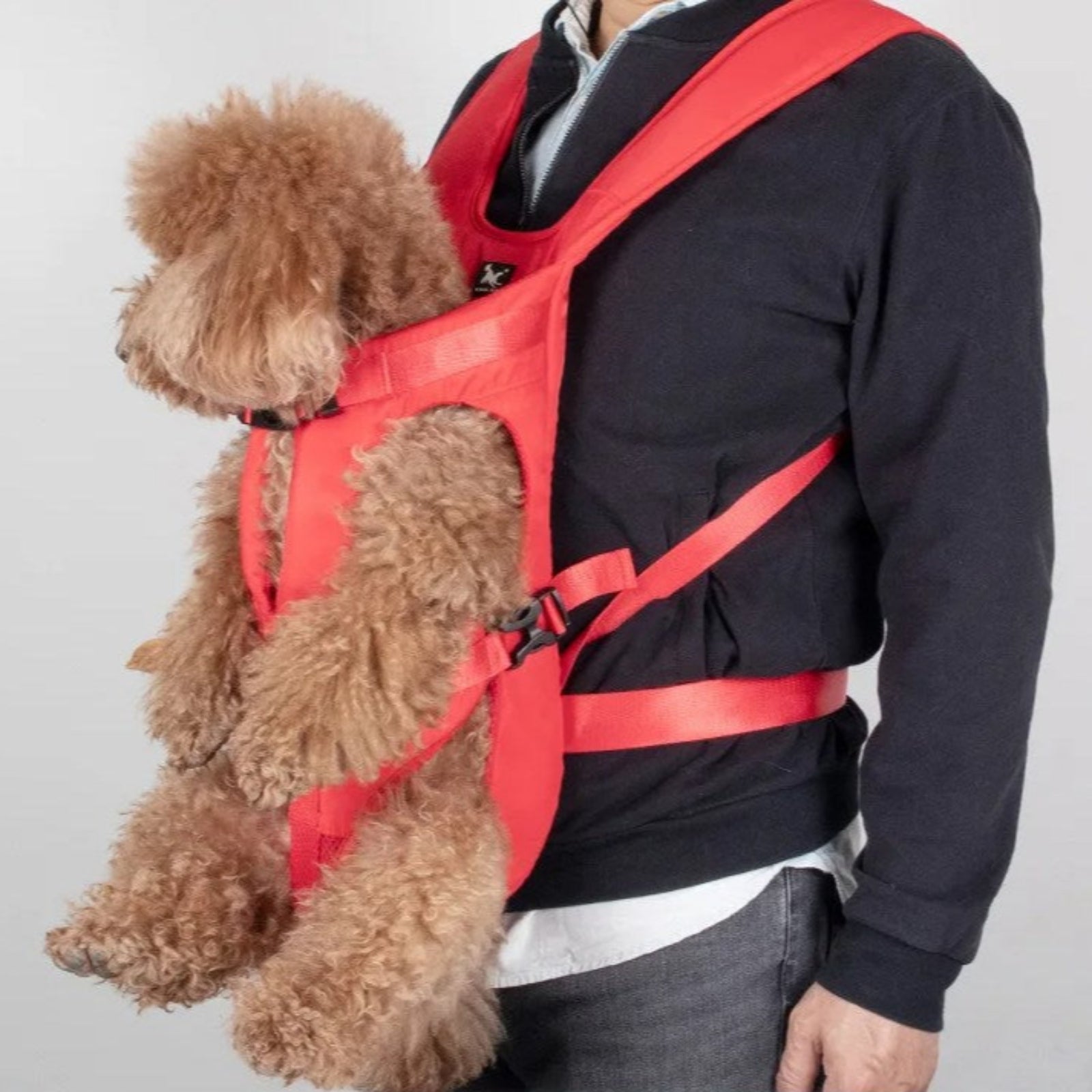 Porte Chien Ventral Randonnée portée à la main - Rouge Cerise - Vert Olive - Noir Mat - Rose Pâle