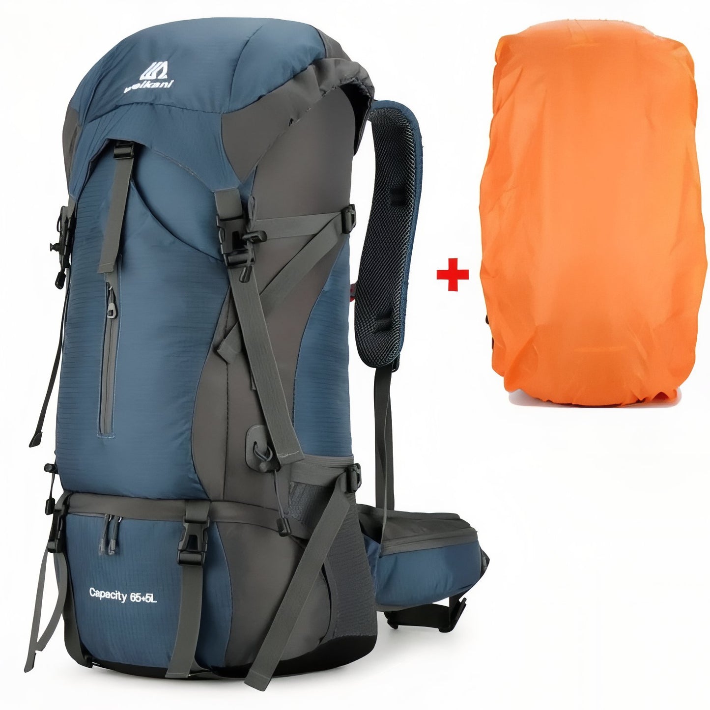 Sac à Dos Rando Avec Protection Pluie 70L - Bleu Marine et Gris