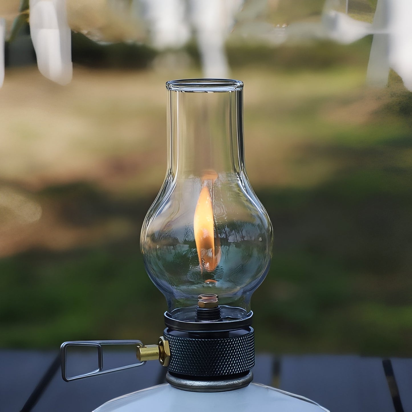 Lanterne À Gaz gros plan flamme allumée - Gris et Transparent