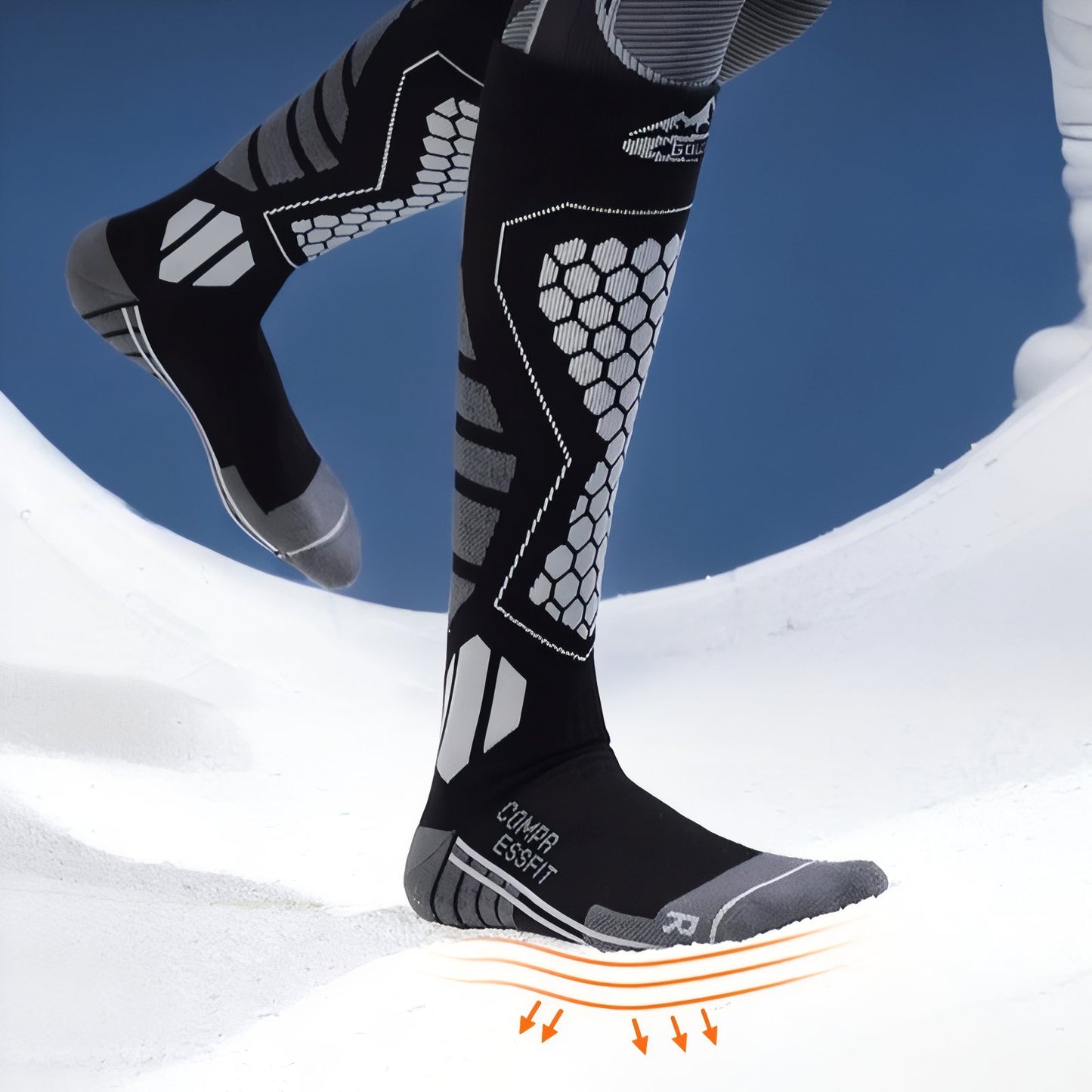 Chaussette Haute Randonnée portée sur pied - Blanc - Noir et Gris - Noir et Lavande