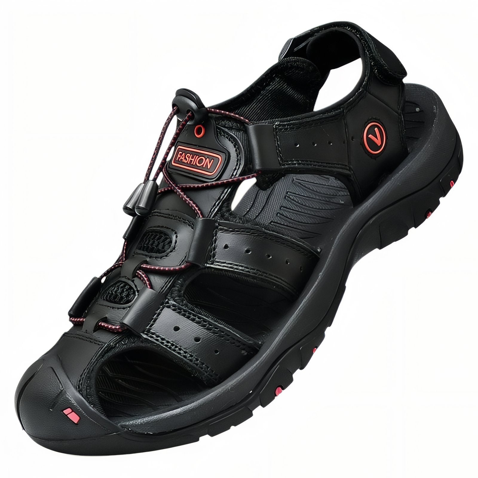 Sandales de Randonnée Homme Bout Fermé - Noir et Rouge