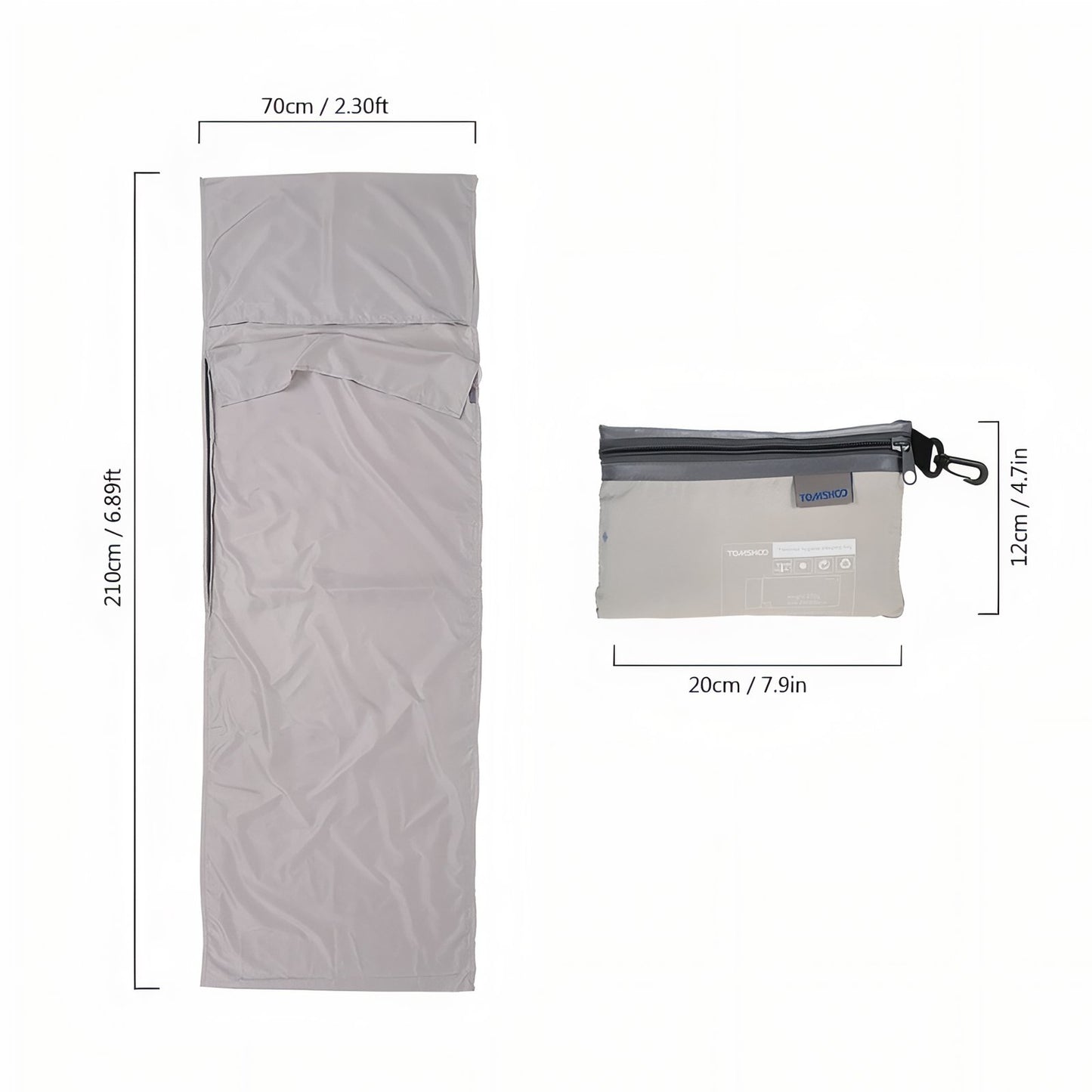 Drap Housse Sac De Couchage 70*210CM guide des dimensions - Gris Clair - Bleu Ciel - Orange Fluo
