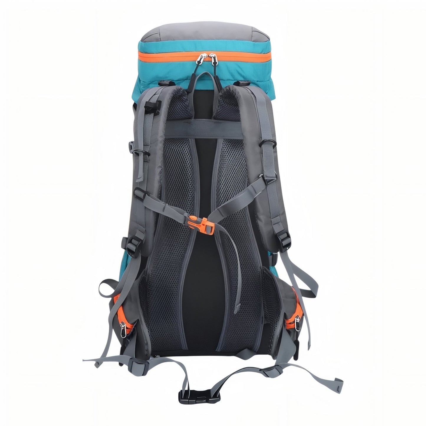 Sac à Dos Grande Randonnée 65L détail des bretelles - Turquoise - Bleu Marine - Orange - Noir