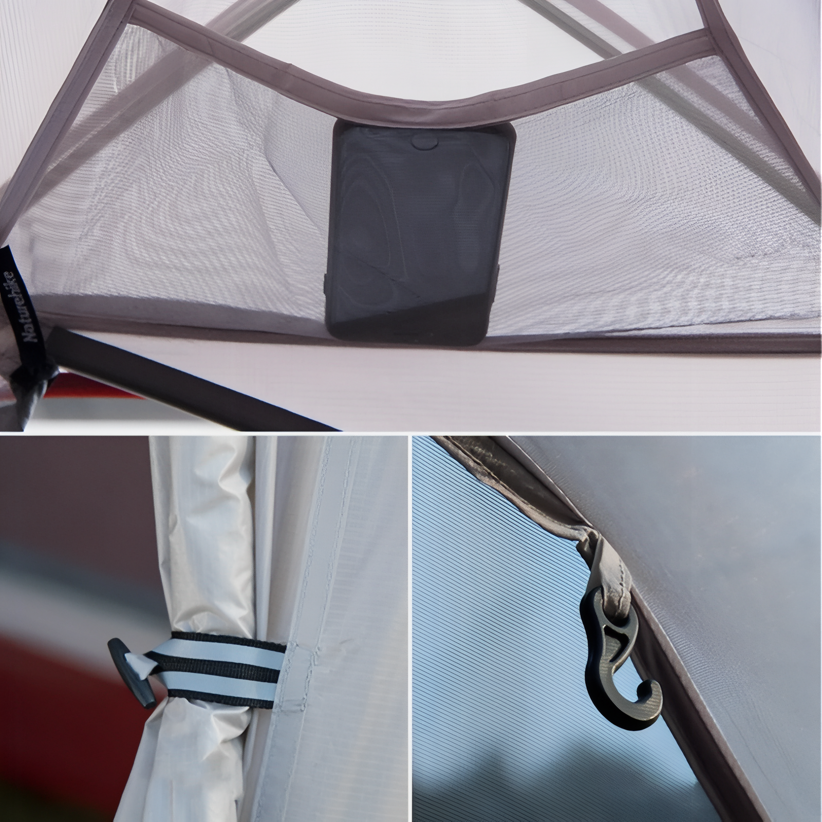 Tente 1 Personne Randonnée gros plan fermeture zippée - Beige et Rouge - Vert Pomme - Vert Foncé