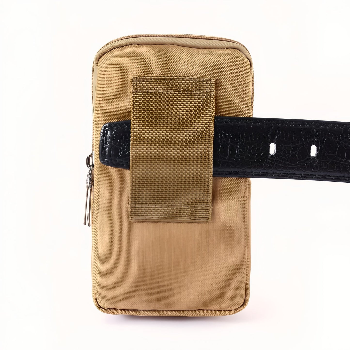 Sacoche Ceinture Randonnée gros plan fermeture zippée - Marron Camel - Noir - Vert Olive