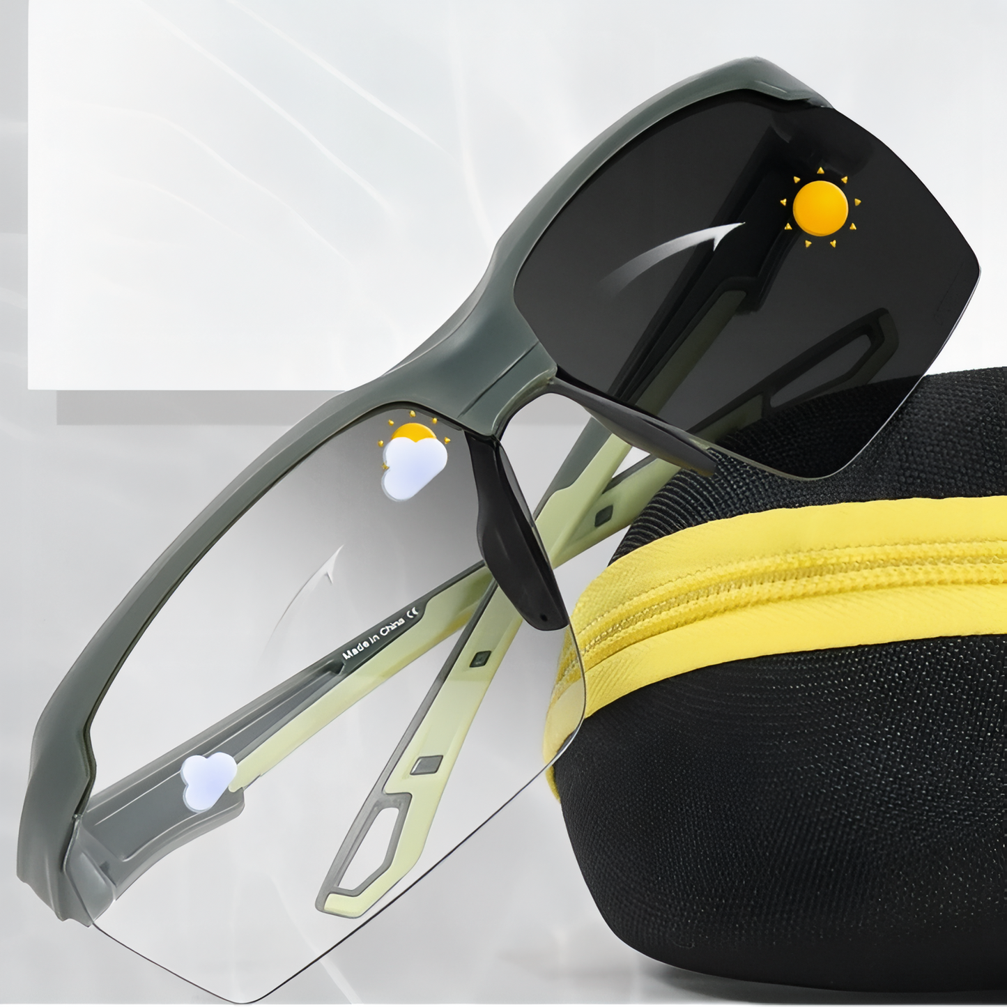 Lunettes Randonnée Photochromique gros plan lunettes - Gris - Vert Olive - Noir - Blanc