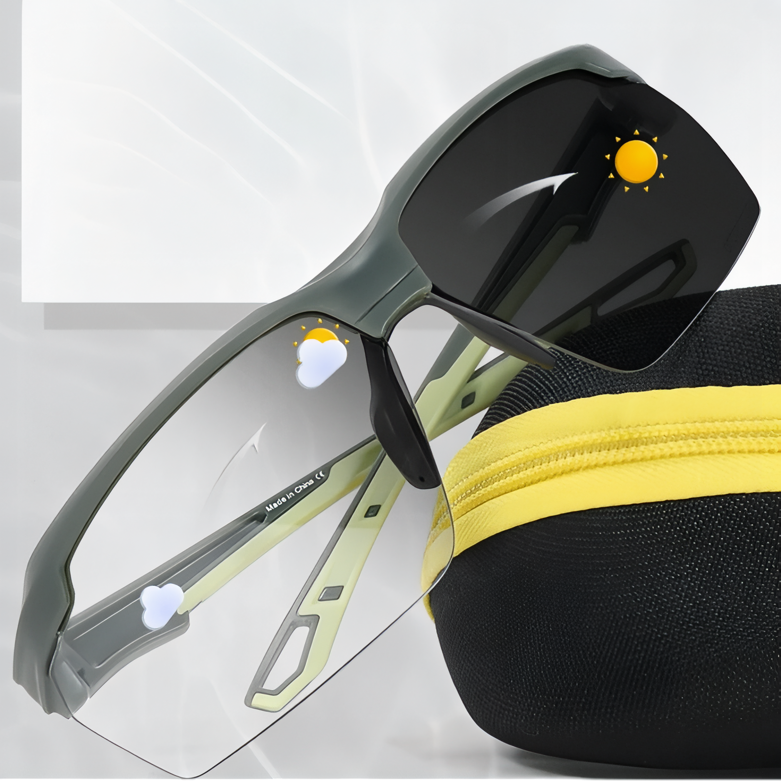 Lunettes Randonnée Photochromique gros plan lunettes - Gris - Vert Olive - Noir - Blanc