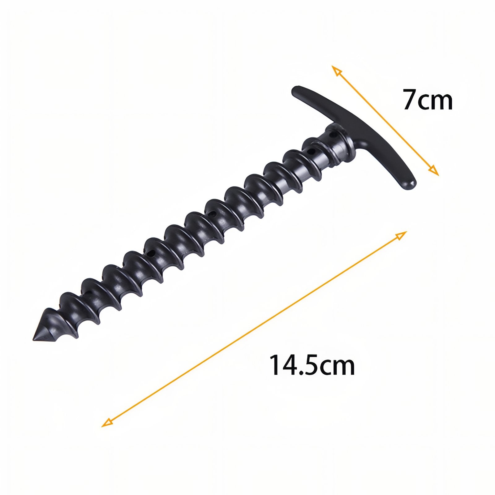 Piquet De Tente À Visser 10Pcs guide des dimensions - Jaune Pâle - Noir Mat