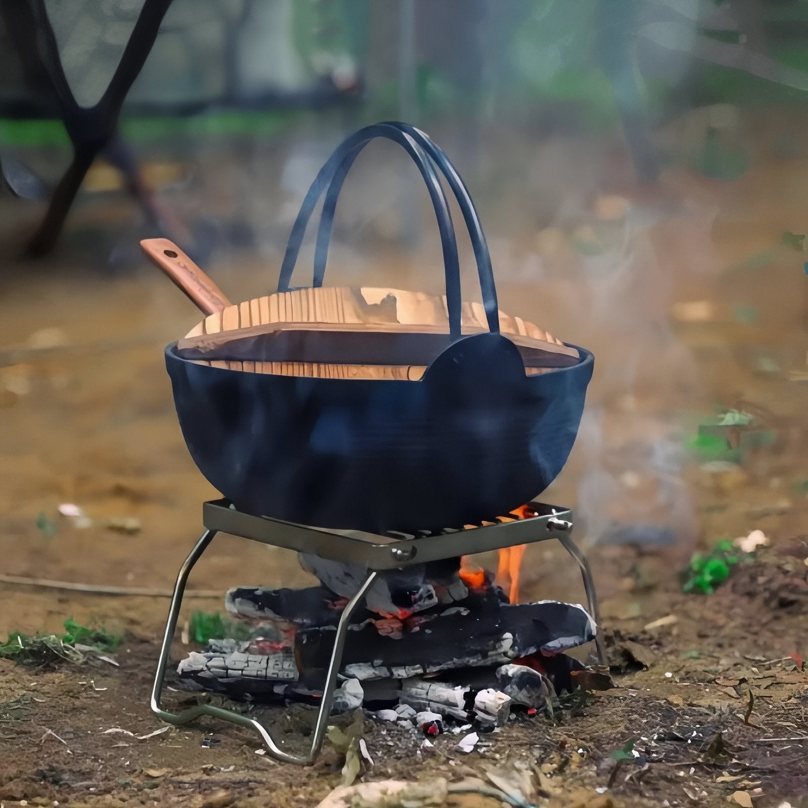 Grille De Cuisson Pour Réchaud À Gaz mise en situation extérieure