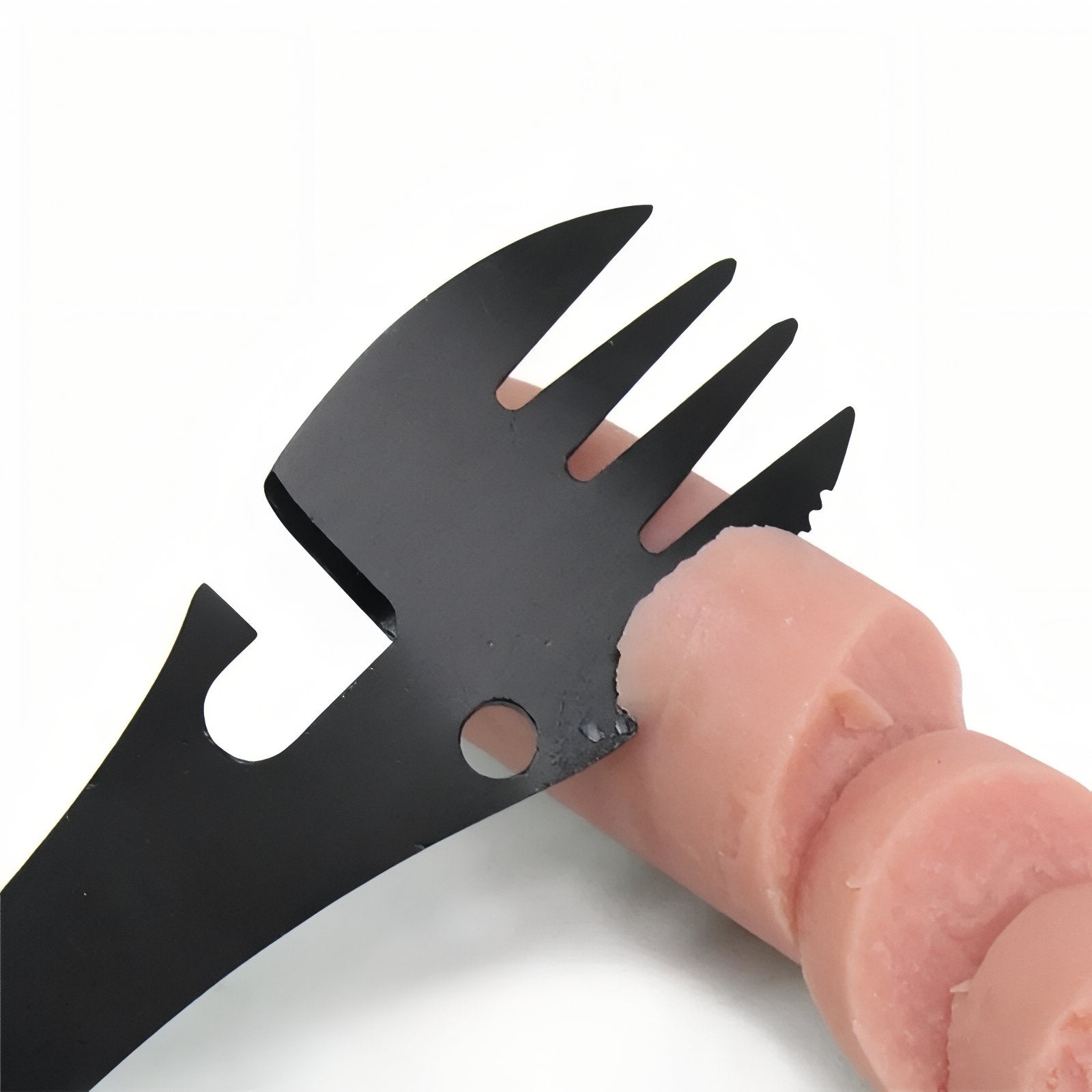 Cuillère Fourchette Randonnée  5 En 1 gros plan sur la fourchette - Noir - Gris - Multicolore