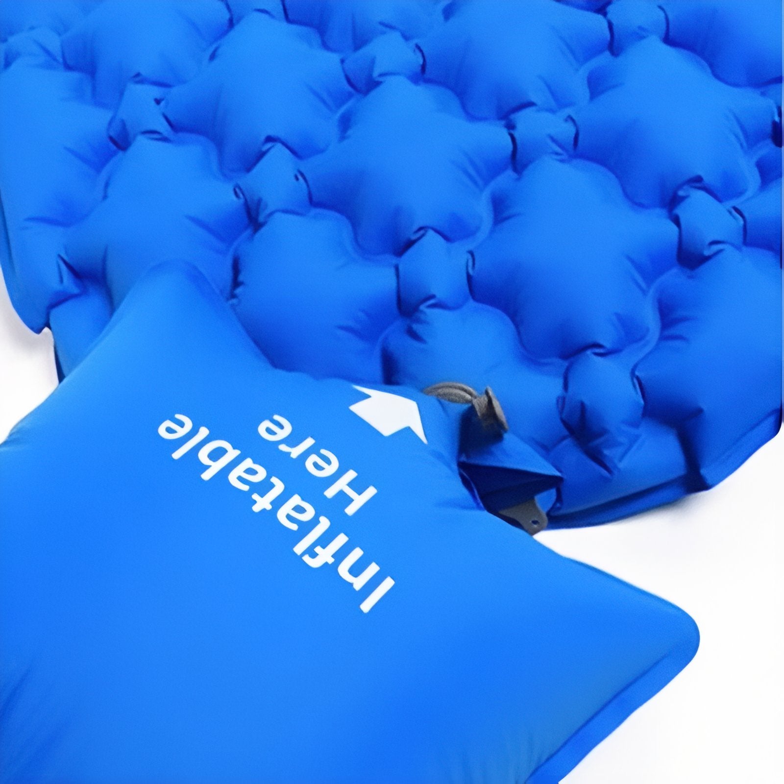 Matelas Gonflable 1 Personne Randonnée gros plan coussin - Bleu Ciel - Vert Foncé - Orange Fluo - Bleu Marine