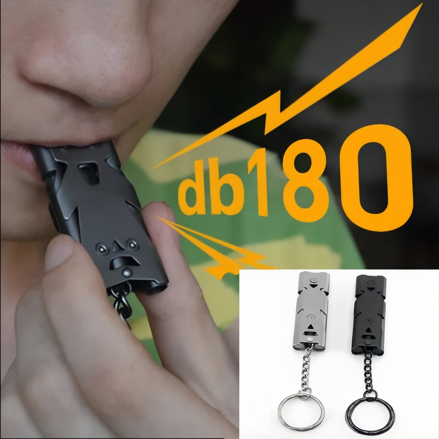 Sifflet De Survie Puissant 180 db portée à la main - Gris - Noir Mat