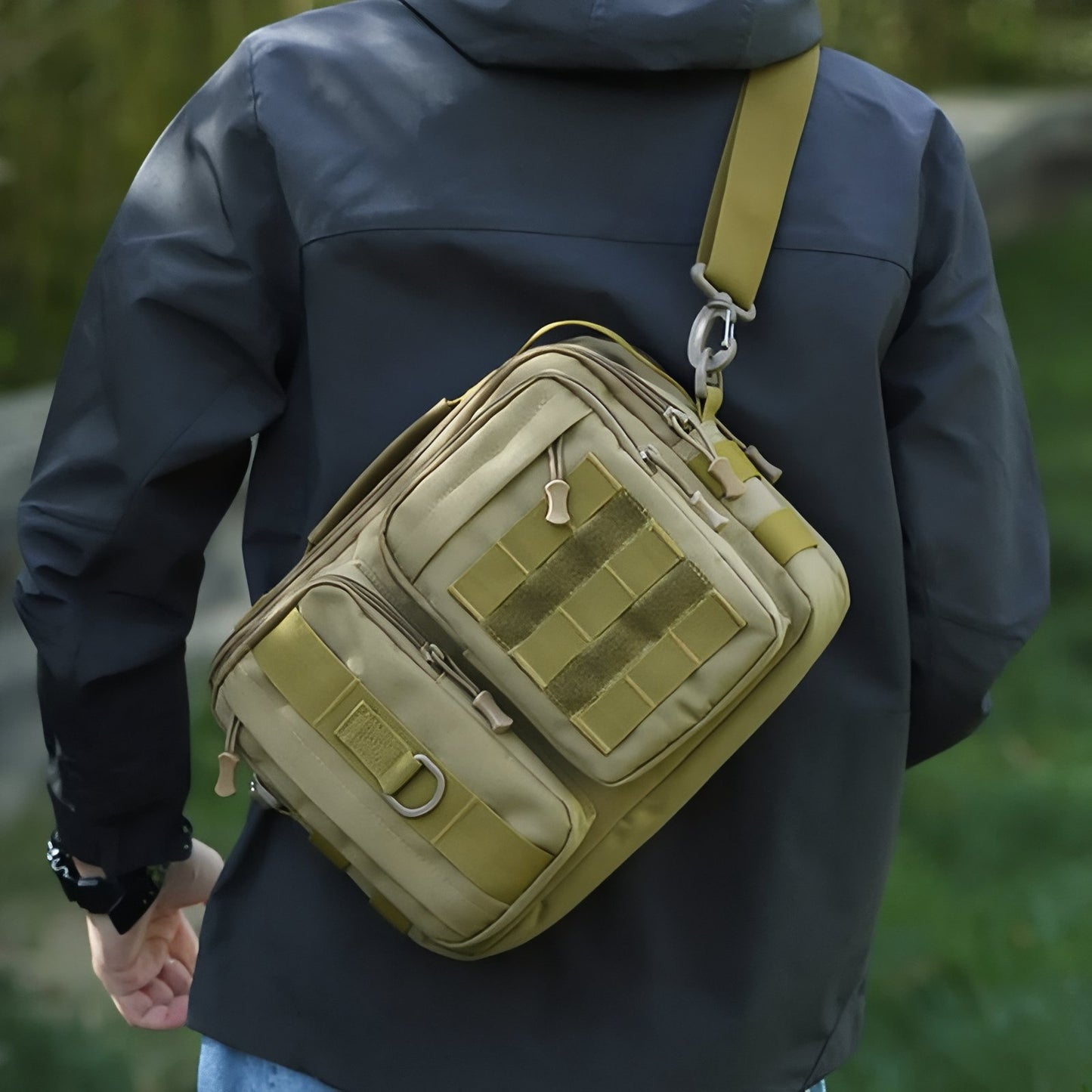 Sac Bandoulière Homme Militaire portée à l'épaule - Kaki - Noir Camouflage - Noir - Vert Foncé Camouflage