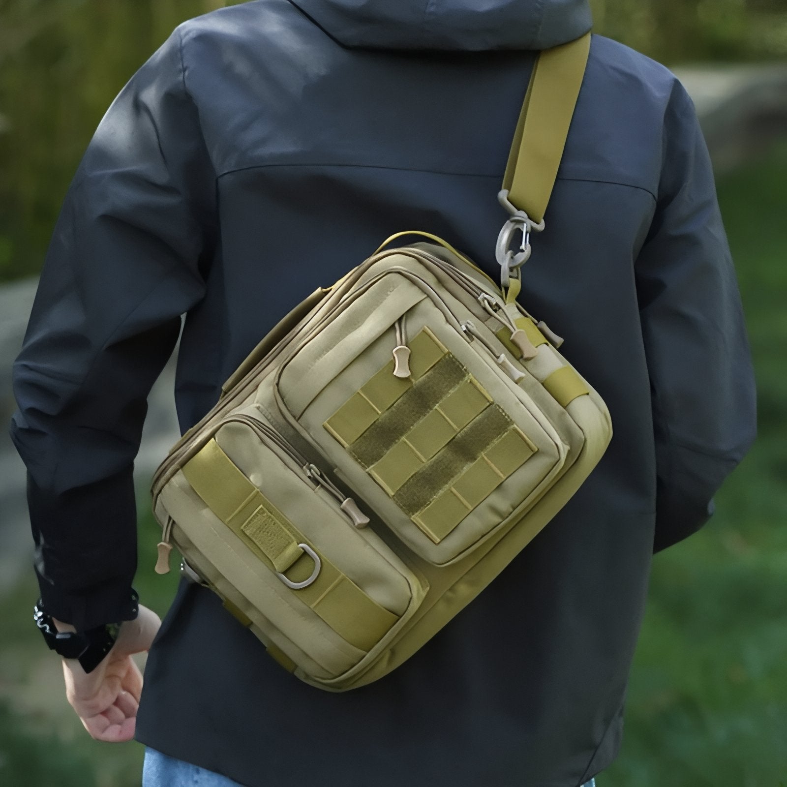 Sac Bandoulière Homme Militaire portée à l'épaule - Kaki - Noir Camouflage - Noir - Vert Foncé Camouflage