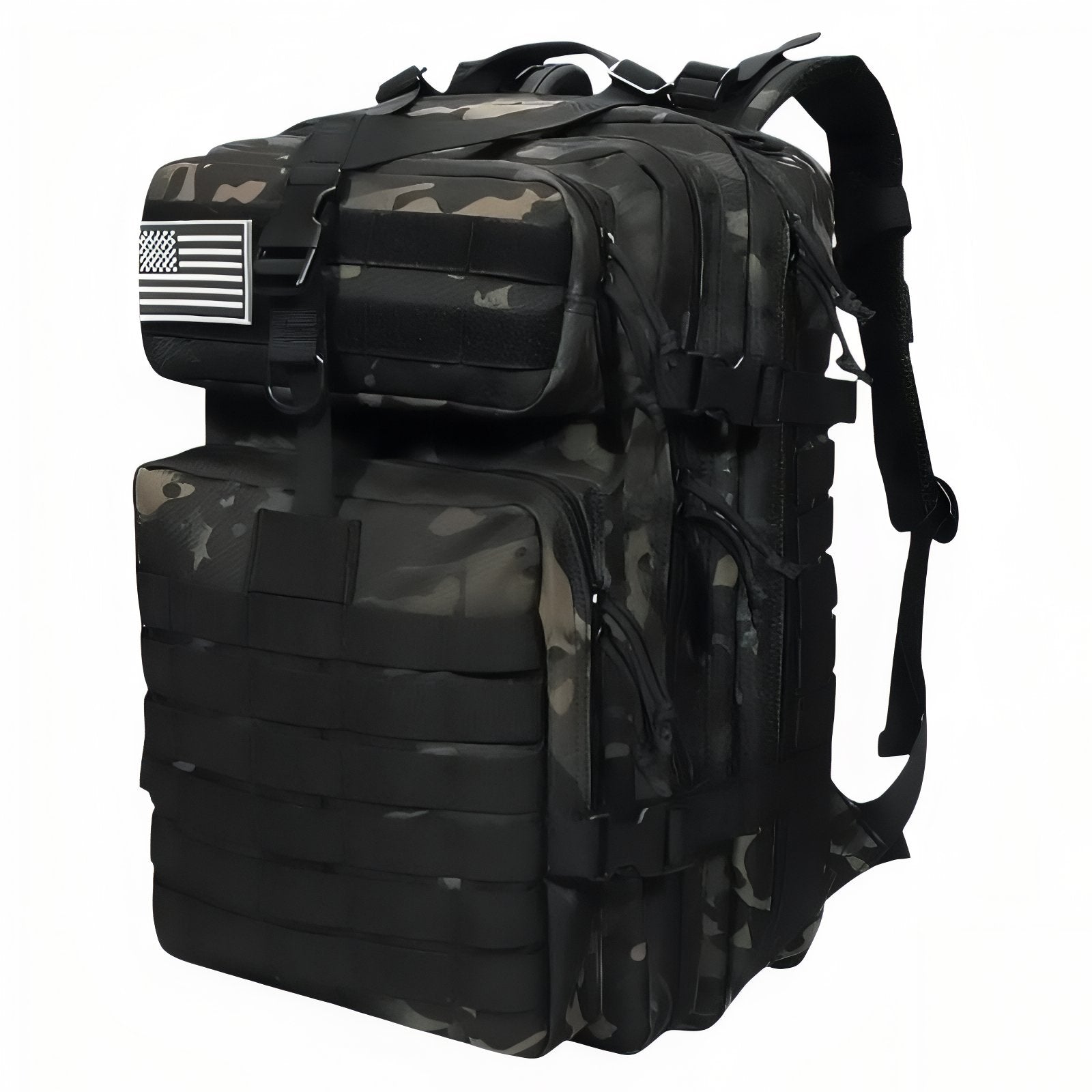 Sac à Dos Militaire Imperméable 30L/50L - Noir Camouflage (50L)