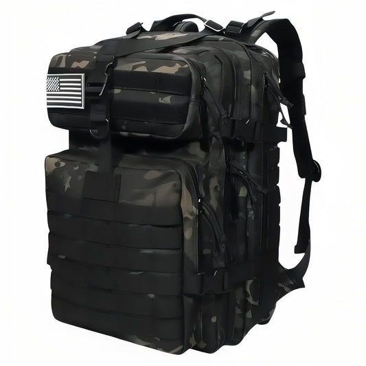 Sac à Dos Militaire Imperméable 30L/50L - Noir Camouflage (50L)