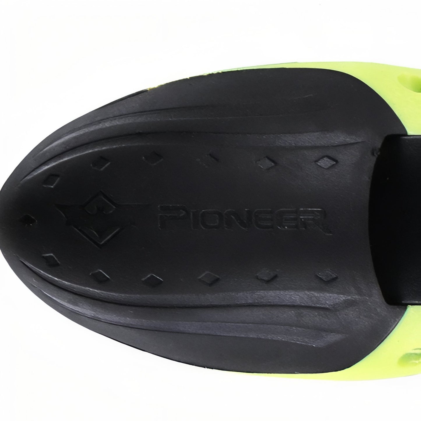 Bâton De Marche Carbone Pliable gros plan semelle - Rouge et Vert Fluo - Noir