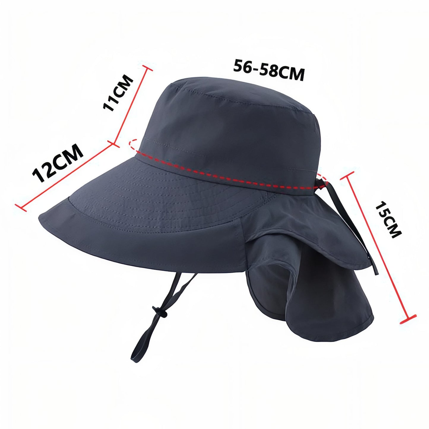 Chapeau Soleil Randonnée Femme guide des dimensions - Bleu Marine - Gris - Lavande - Gris Clair - Taupe - Beige - Noir - Rose Pâle - Camel - Bleu Ciel