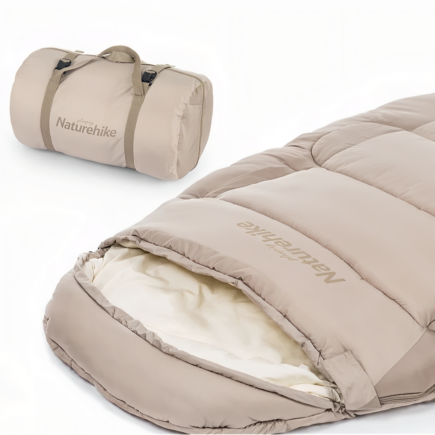 Sac De Couchage Extra Large compartiment ouvert - Beige Clair - Gris Clair