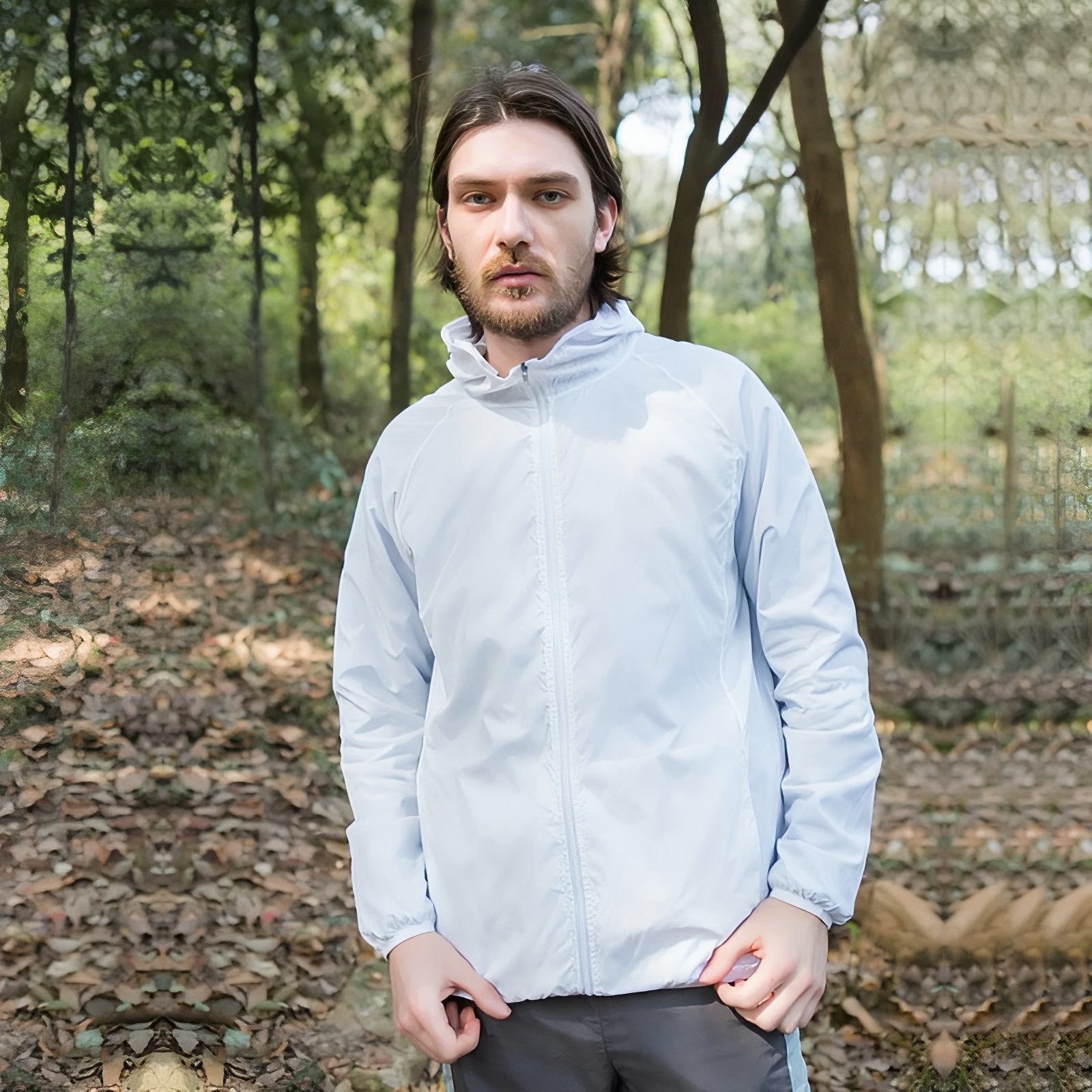 Veste Imperméable Légère portée en extérieur - Bleu Ciel - Blanc - Jaune Fluo - Bleu - Gris Argenté - Noir - Rose Pâle - Rose Fluo - Vert Fluo - Orange Fluo