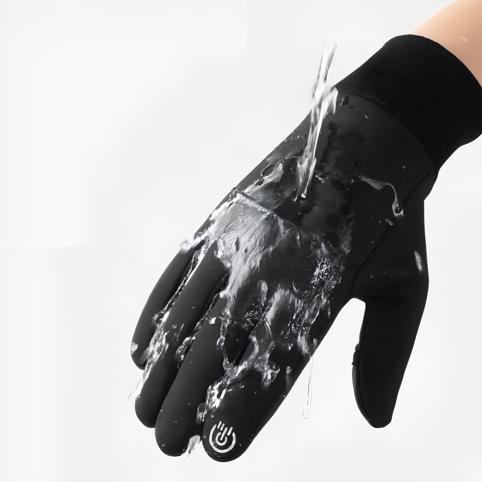 Gants de Randonnée À Doigt Coupé gros plan main avec eau - Noir