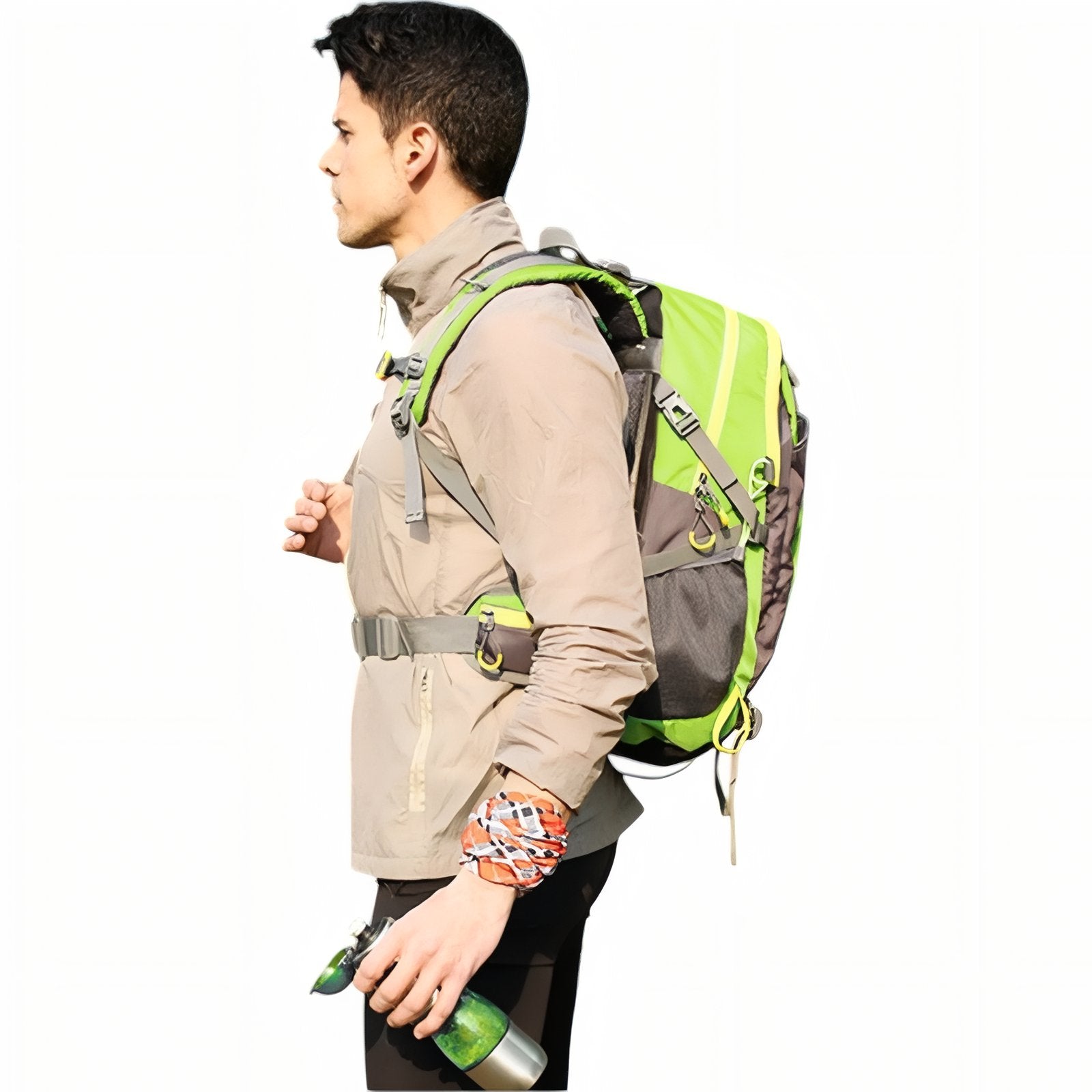 Sac à Dos Marche Randonnée 40L portée sur le dos - Vert Fluo - Gris - Bleu Cobalt - Orange - Noir et Jaune - Rouge - Turquoise - Violet - Noir et Rouge - Bleu Marine - Vert Olive