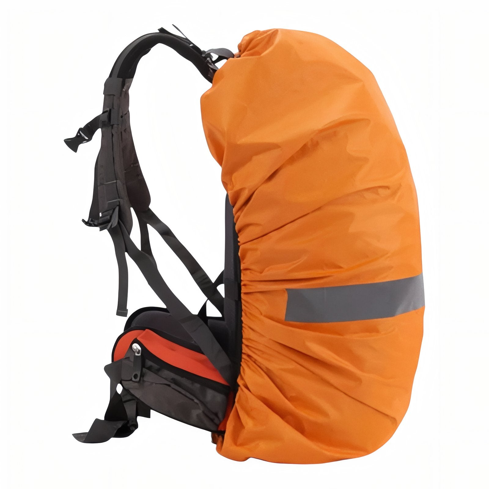 Housse Anti-Pluie Pour Sac de Randonnée 20-60L portée sur le dos - Vert Olive - Vert Fluo - Bleu - Noir - Orange Fluo