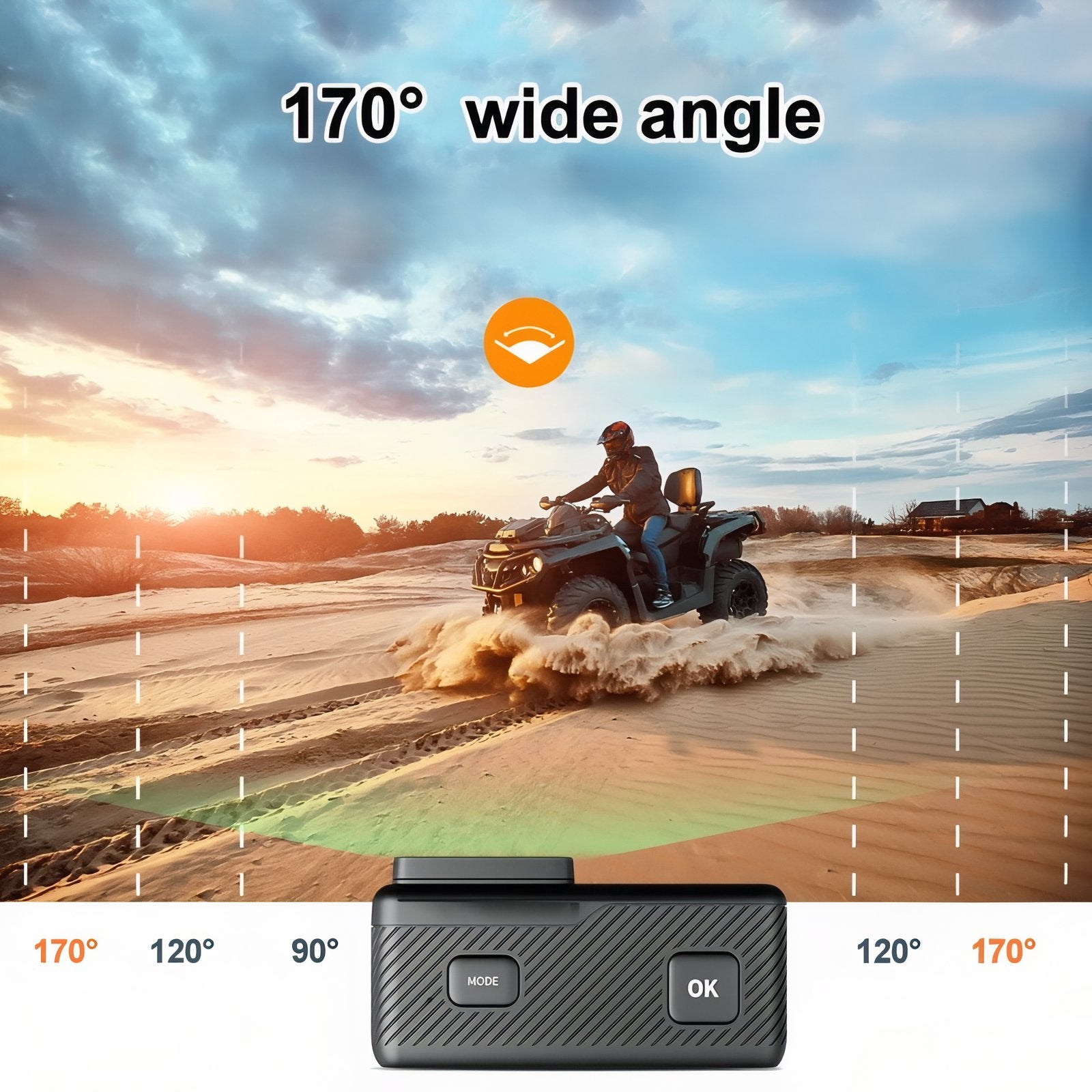 Caméra Pour Randonnée 5K mise en situation quad - Sans Microphone - Avec Microphone
