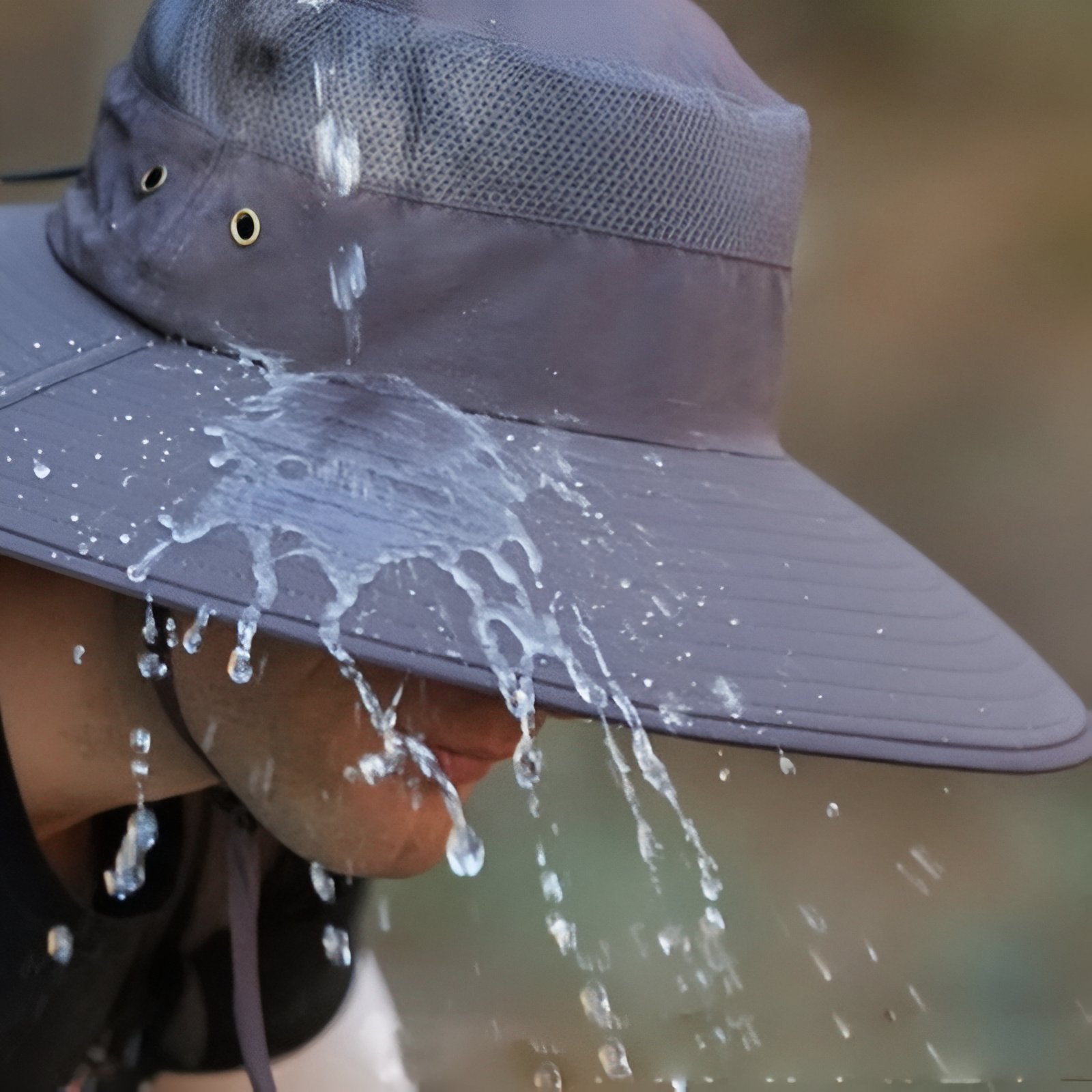 Chapeau À Large Bord Pour Randonnées gros plan avec éclaboussures - Beige - Bleu Marine - Gris - Vert Foncé - Gris Foncé - Bleu Ciel
