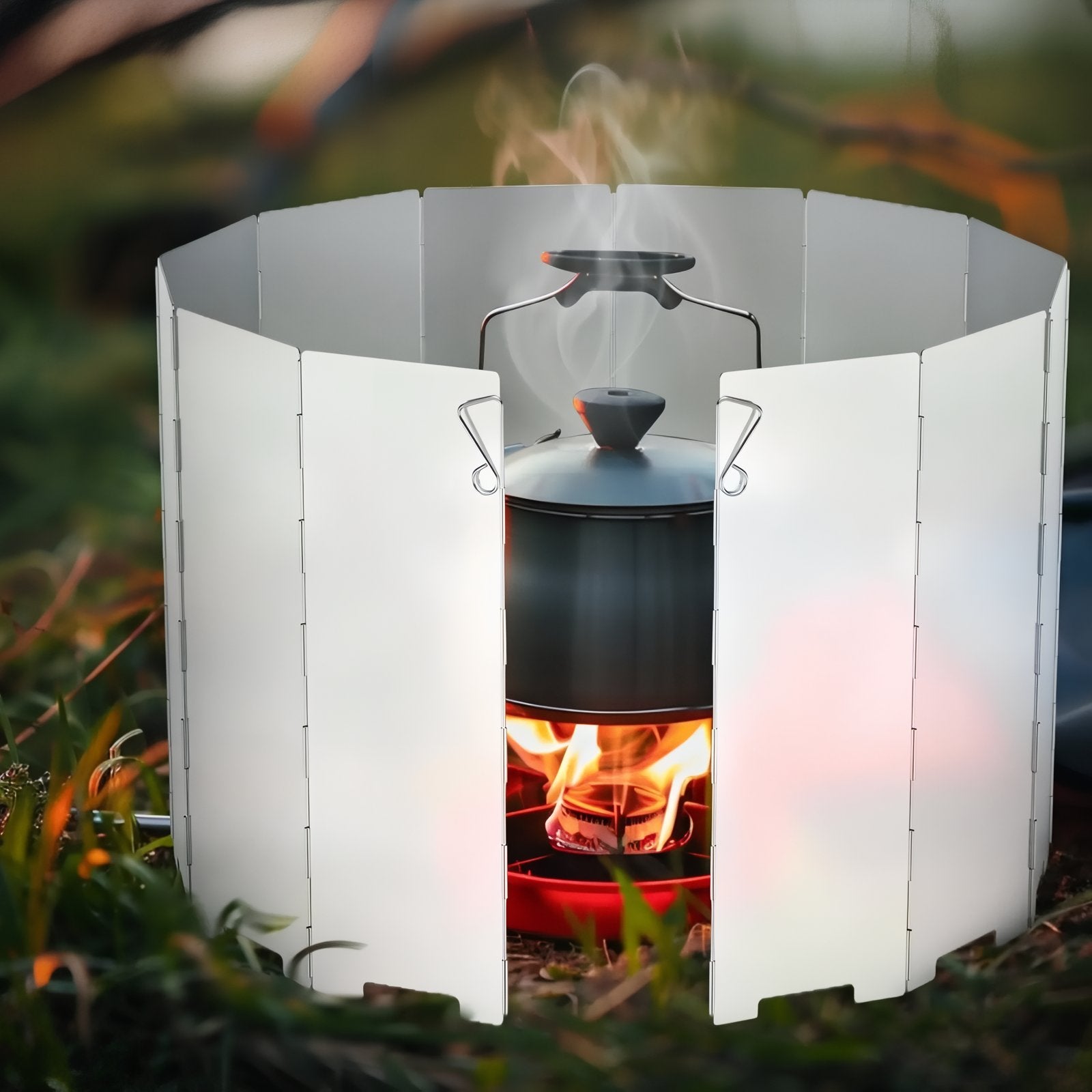 Pare-Vent Pour Réchaud mise en situation feu - 9 plates - 10 plates - 12 plates