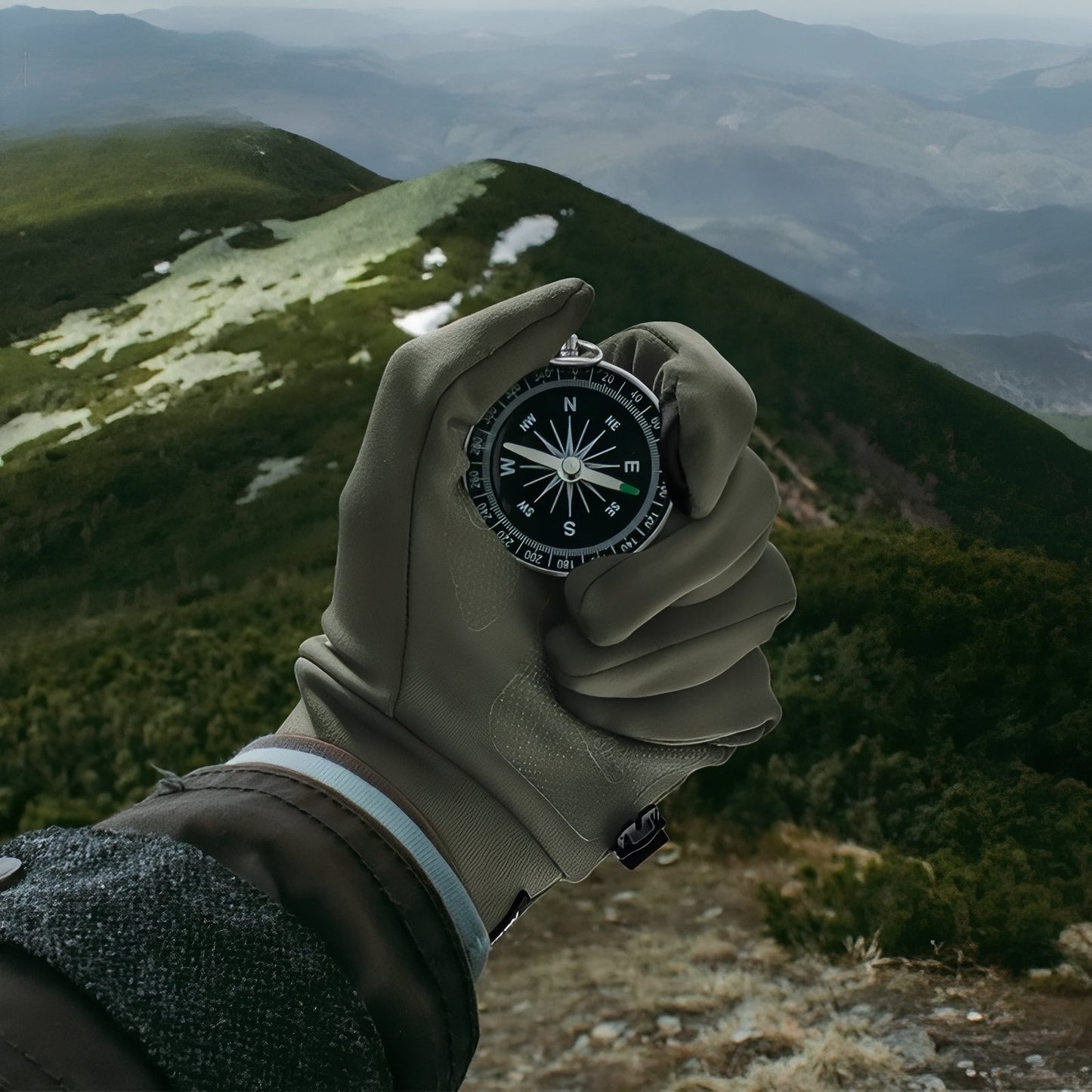 Gant Randonnée Hiver portée à la main - Vert - Gris - Noir