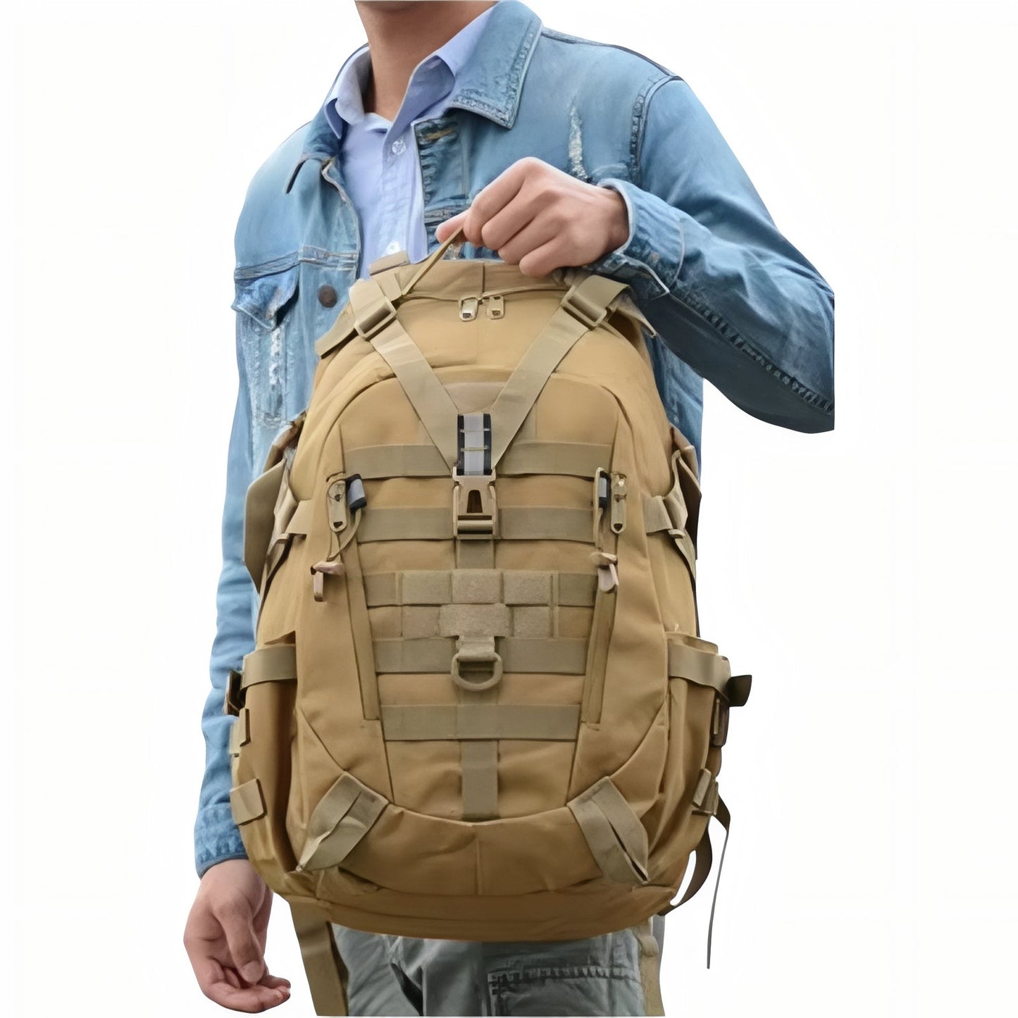 Sac à Dos Randonnée Militaire 40L portée à la main - Vert Clair Camouflage - Noir - Vert Olive - Gris Camouflage - Vert Camouflage - Beige Sable