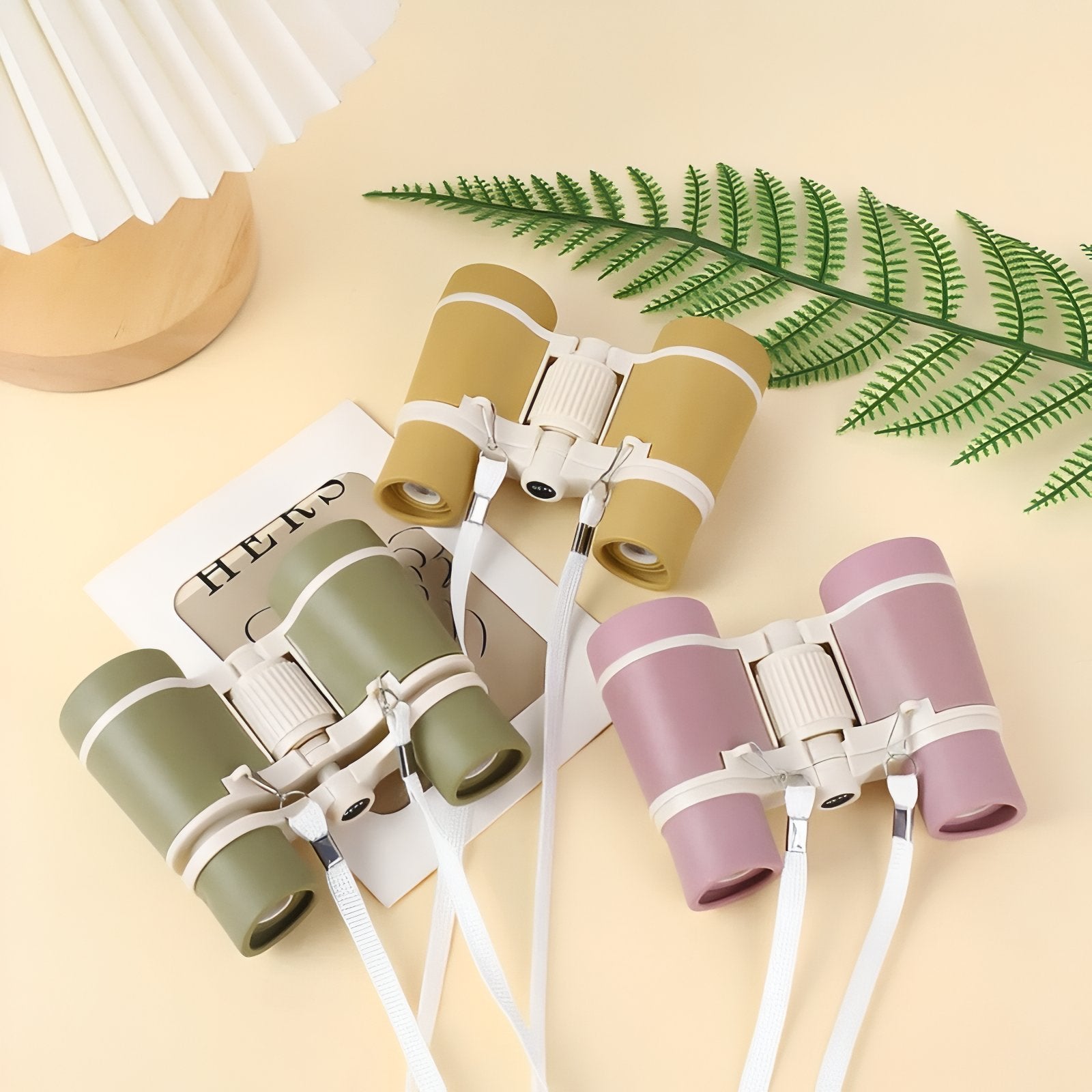 Jumelles Randonnée Enfant trois articles visibles - Rose Pâle - Vert Olive - Jaune Moutarde - Beige