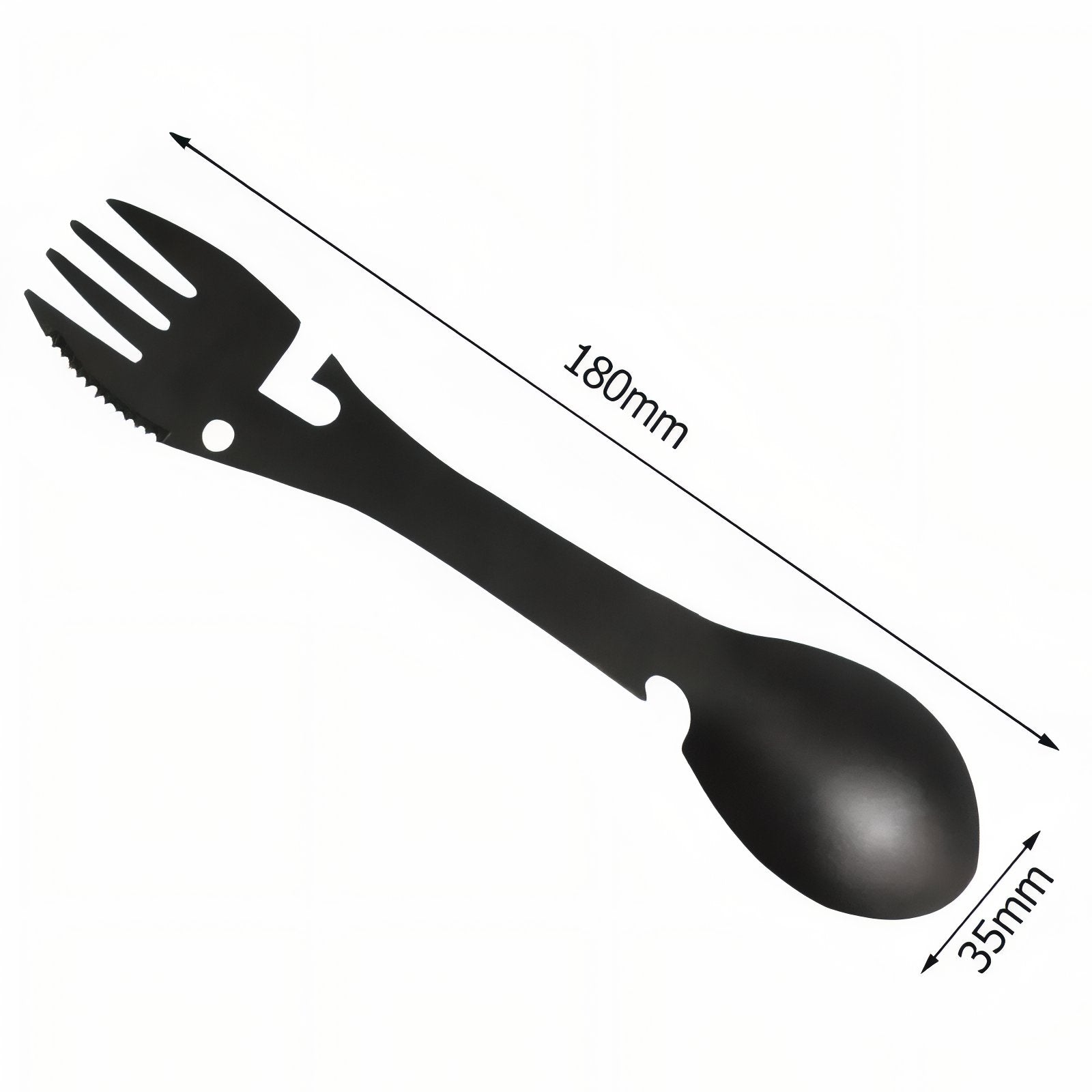 Cuillère Fourchette Randonnée  5 En 1 guide des dimensions - Noir - Gris - Multicolore