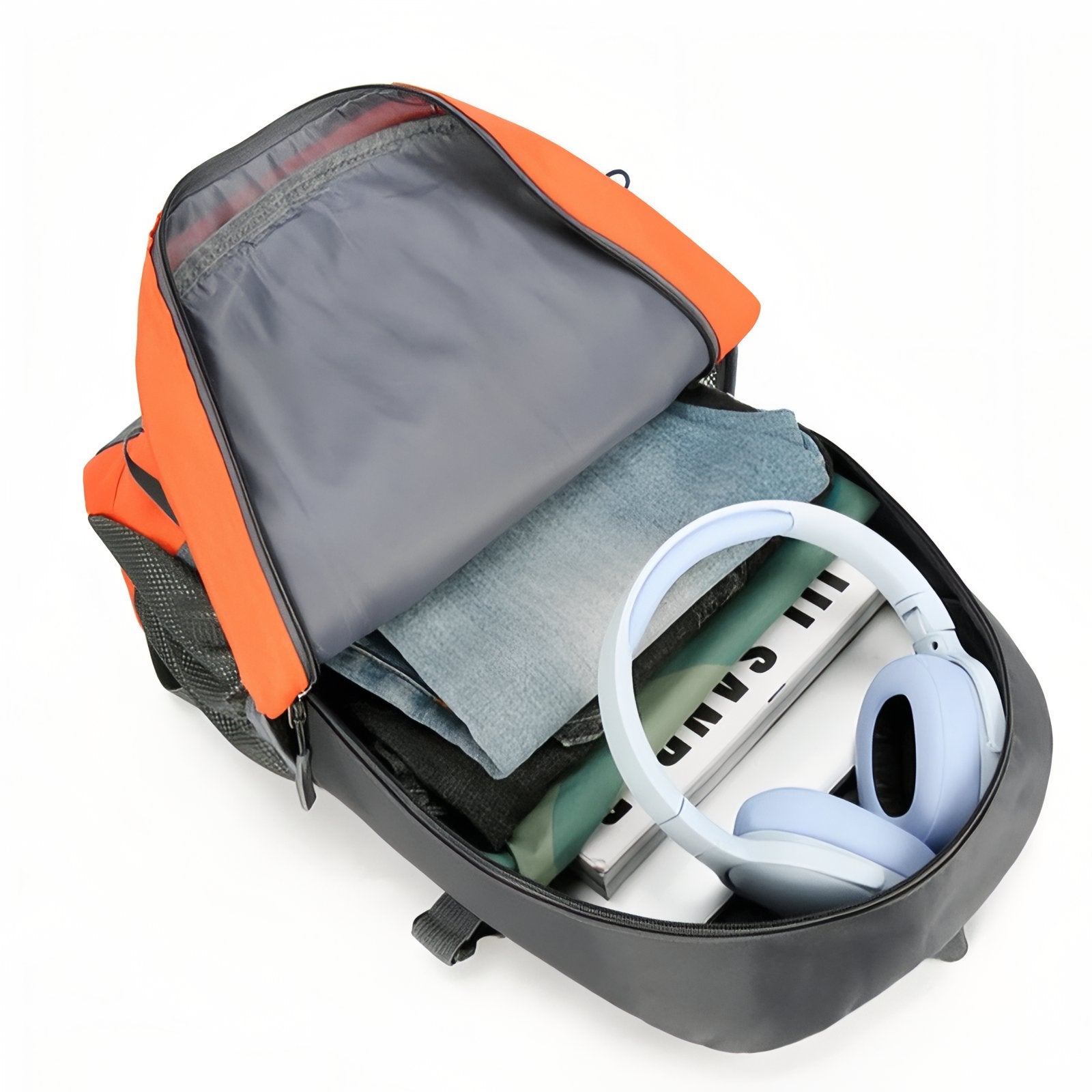 Sac à Dos Léger Pour Randonnée 30L compartiment ouvert - Orange et Gris - Vert Foncé et Gris - Gris Foncé et Bleu Marine - Bleu et Gris - Rouge et Gris - Noir Charbon