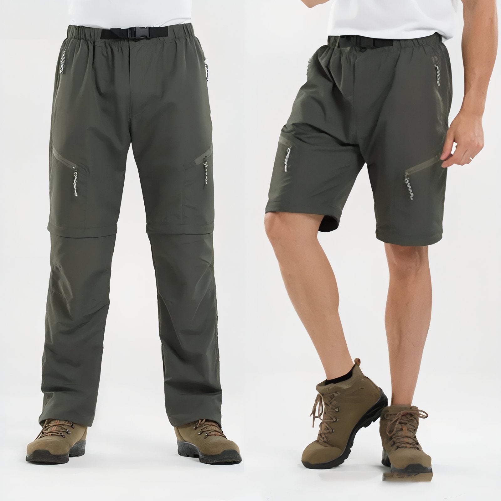 Pantalon Modulable Randonnée pantalon et short - Noir - Vert Olive - Gris Foncé