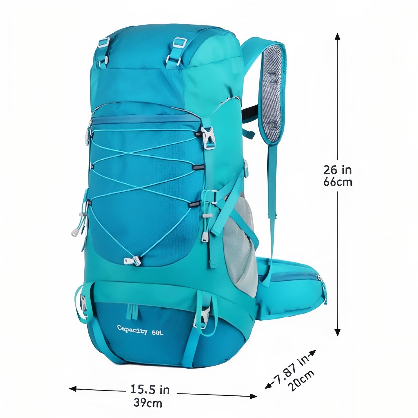 Sac Randonnée Multipoches 50l guide des dimensions - Turquoise - Vert Armée - Bleu - Noir - Rouge