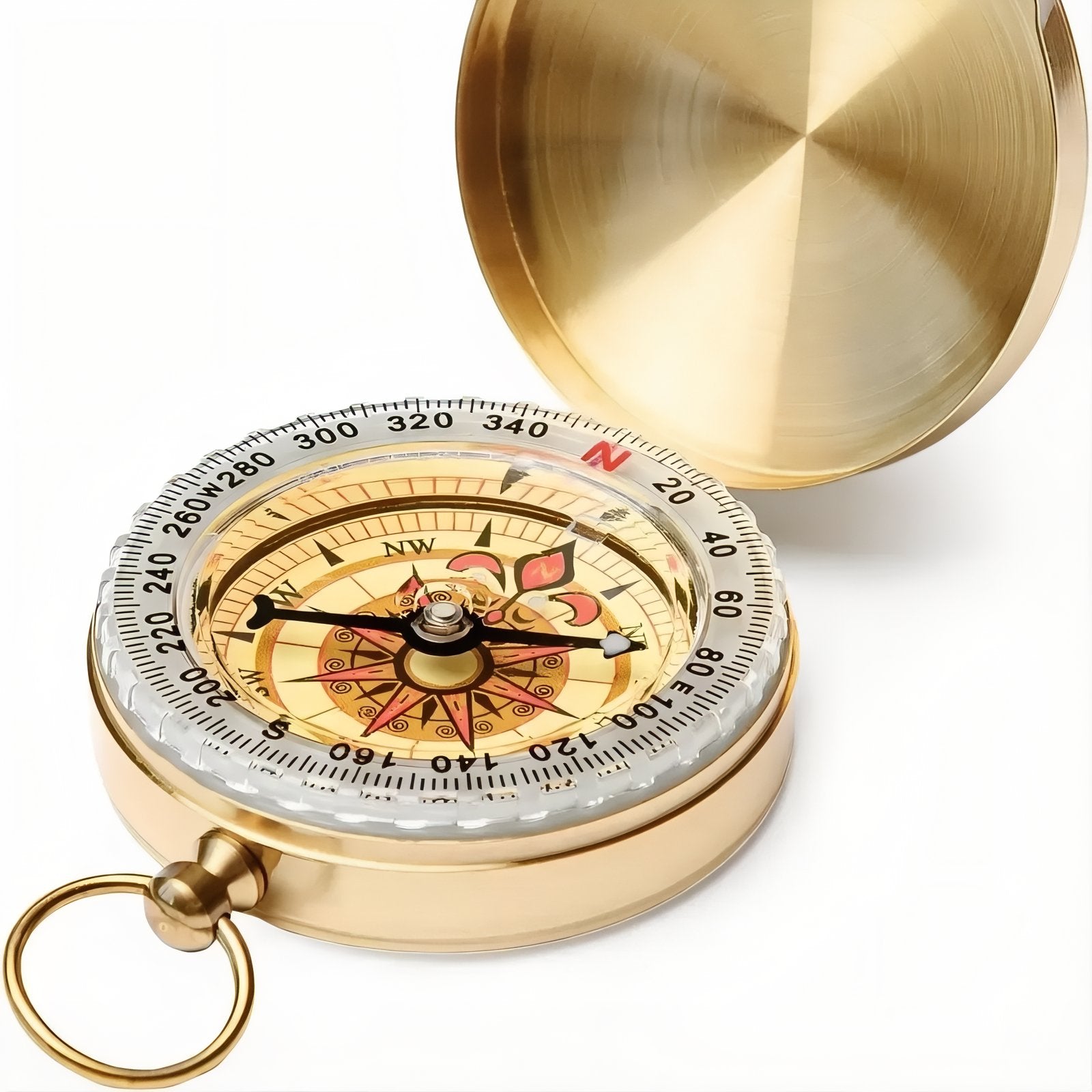 Boussole Vintage compartiment ouvert - Doré