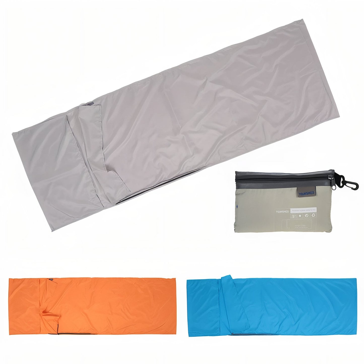 Drap Housse Sac De Couchage 70*210CM trois tailles alignées - Gris Clair - Bleu Ciel - Orange Fluo