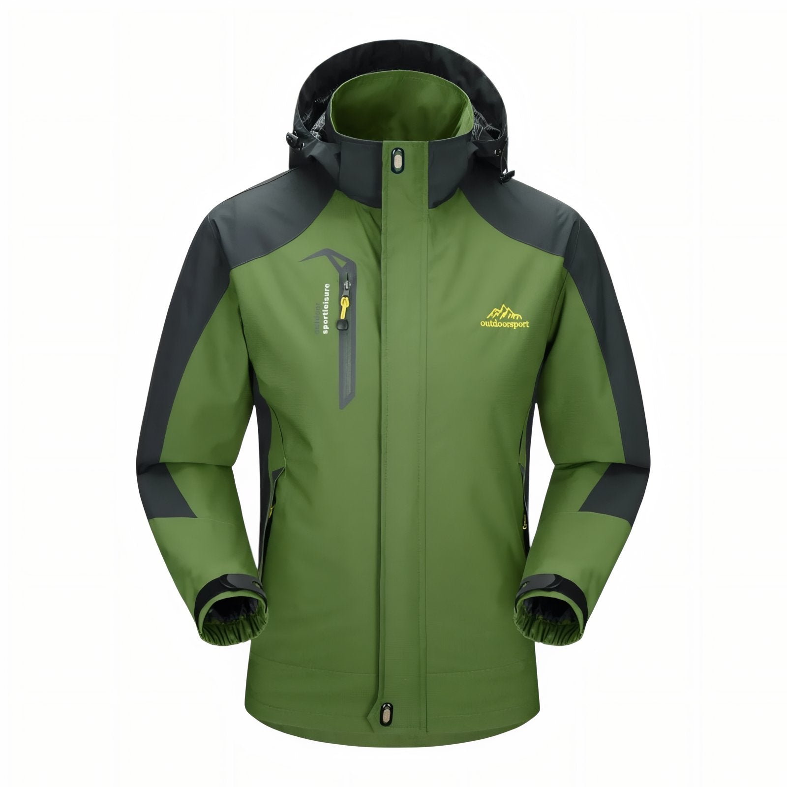 Veste Randonnée Imperméable Respirante Homme - Vert Olive et Noir