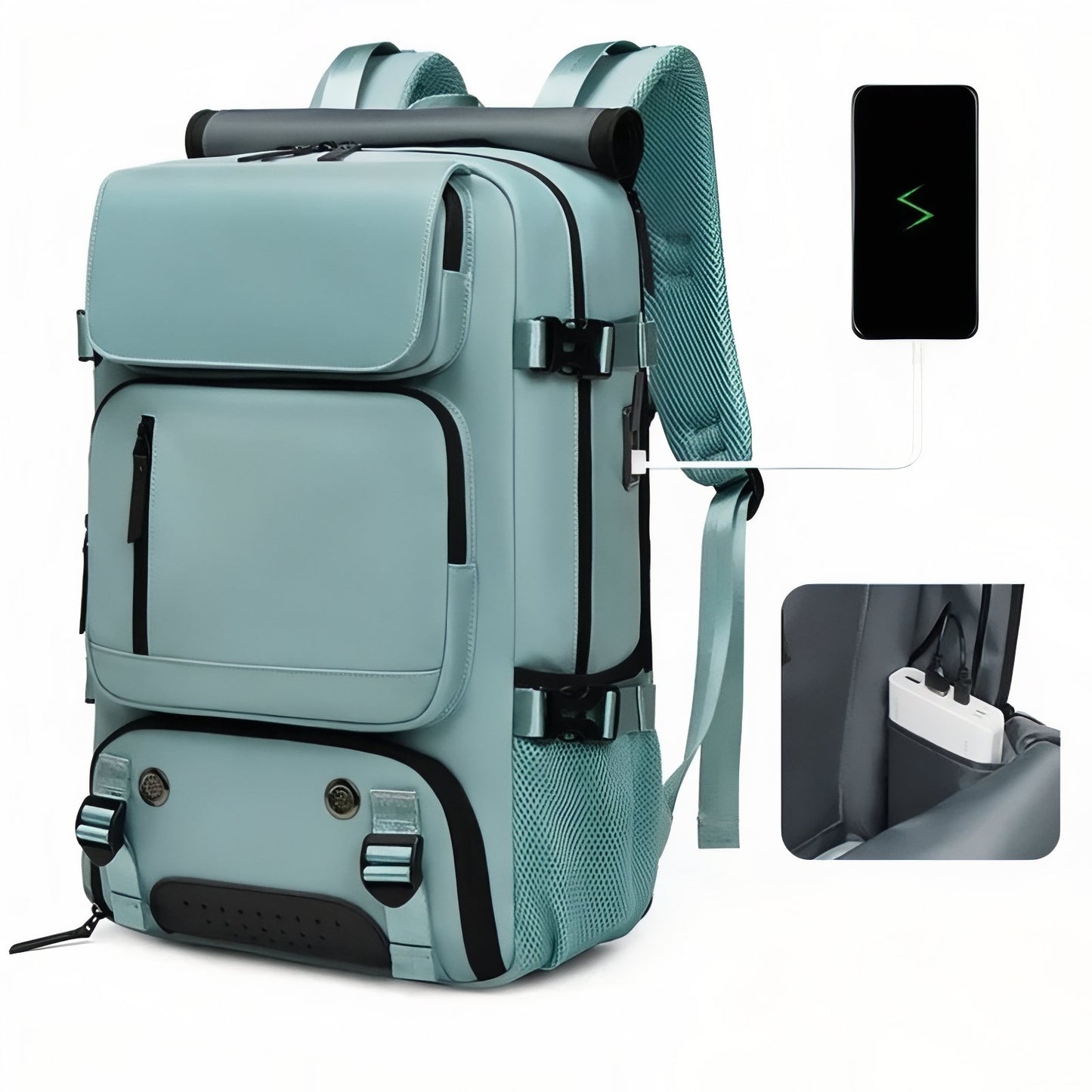 Sac De Voyage Multi Rangements Pratique gros plan port de charge - Rose - Turquoise - Gris - Gris Foncé - Vert Armée - Vert Pastel - Bleu Canard - Noir - Lavande