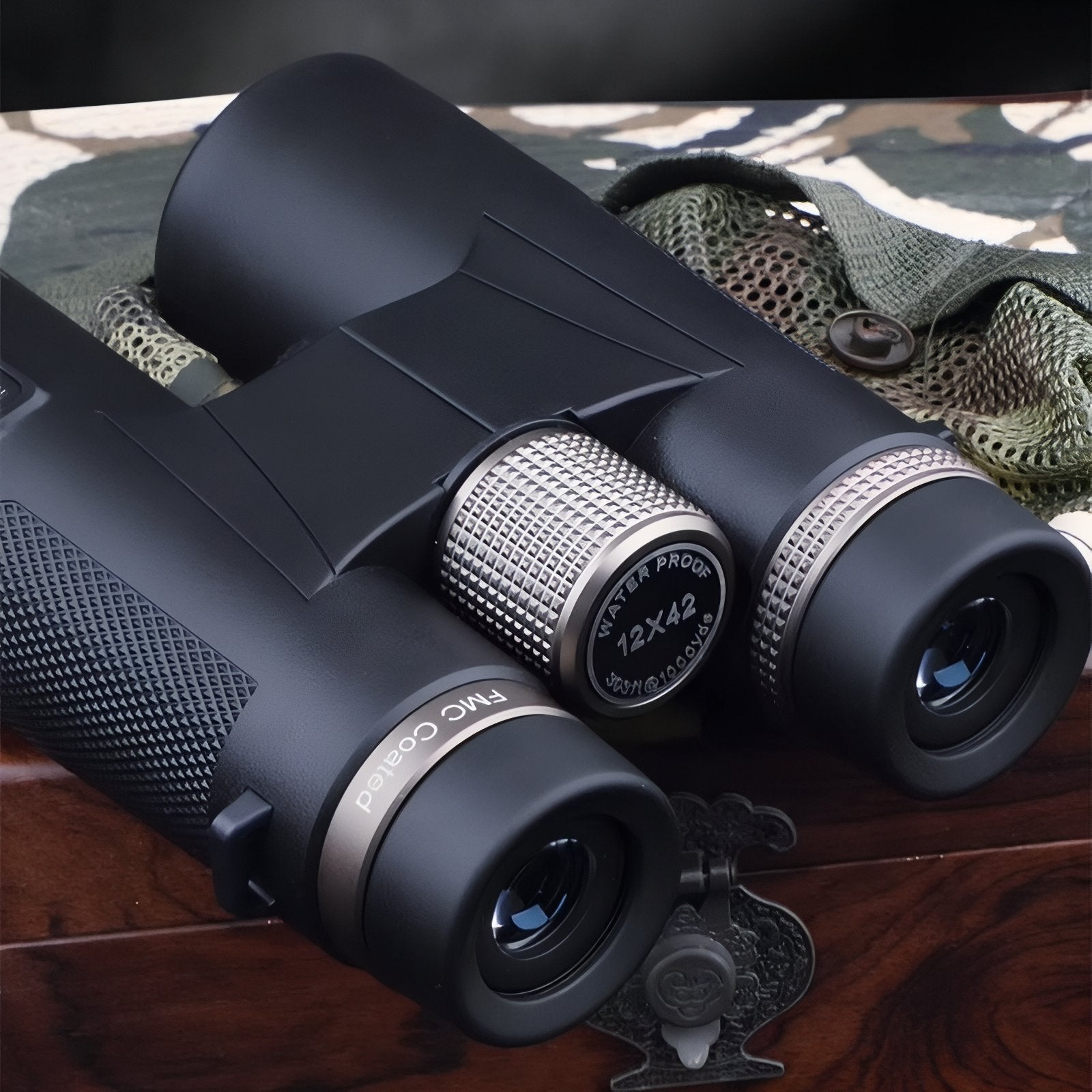 Jumelles Légères Randonnée 12x42 gros plan optique - Vert - Noir - Bleu