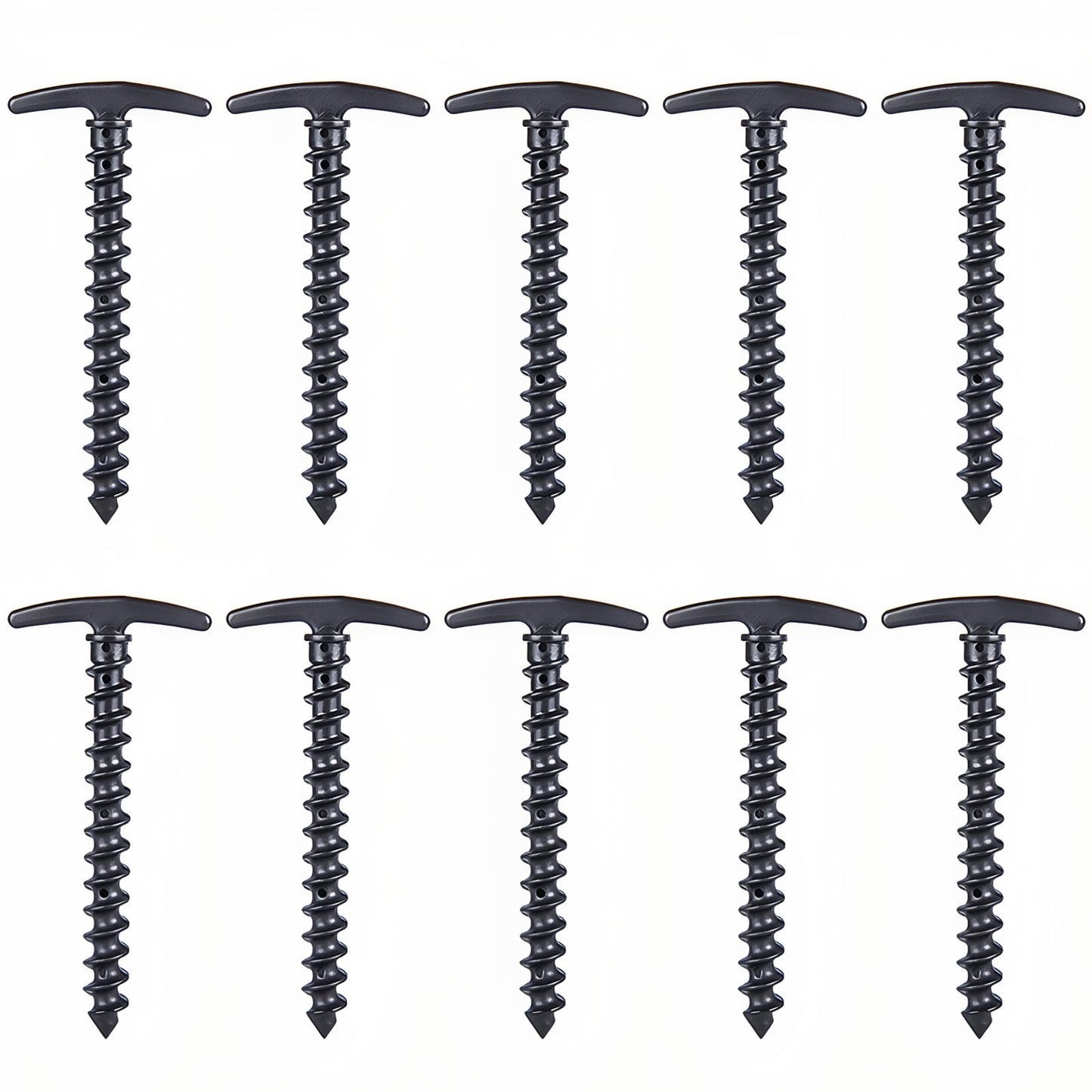 Piquet De Tente À Visser 10Pcs - Noir Mat