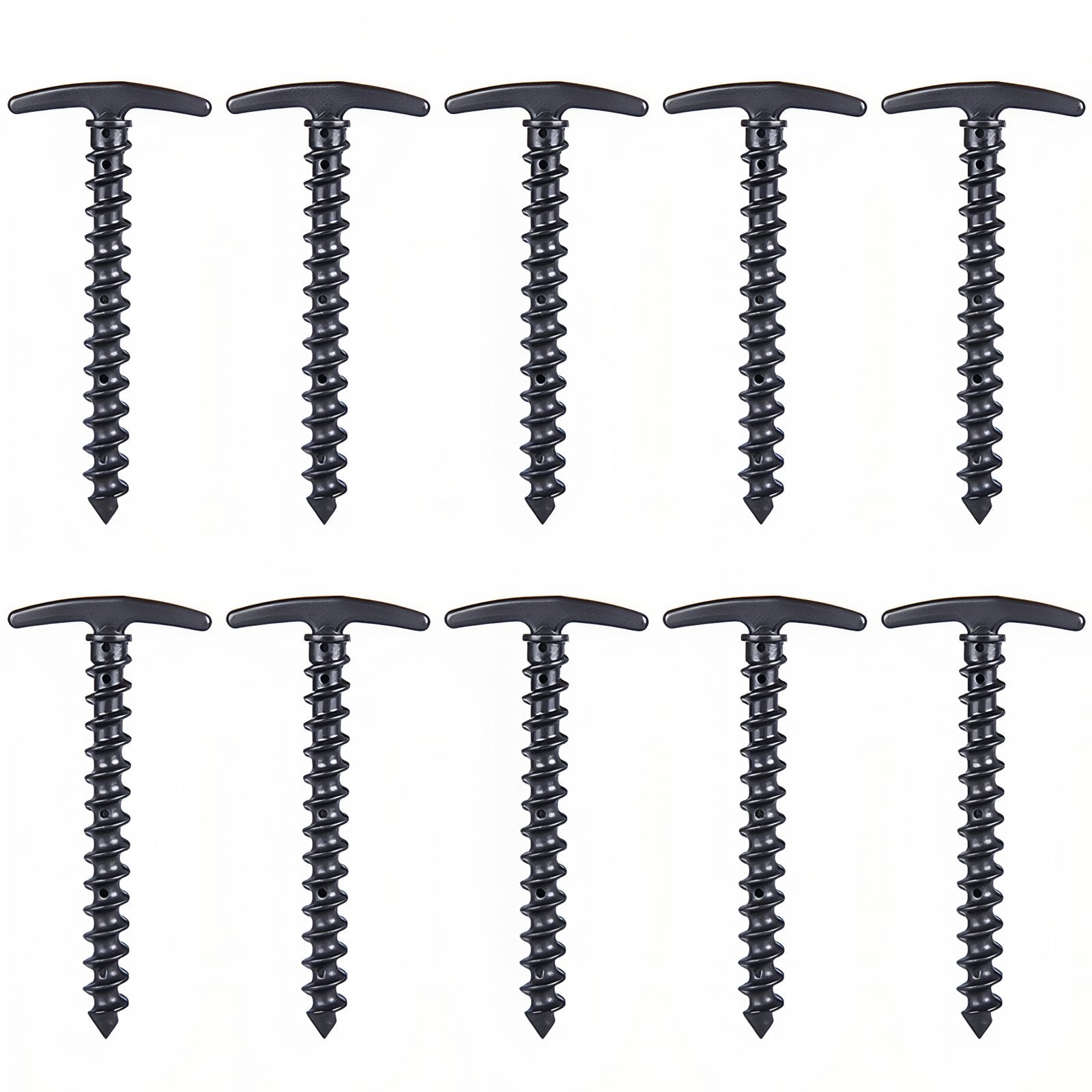 Piquet De Tente À Visser 10Pcs - Noir Mat