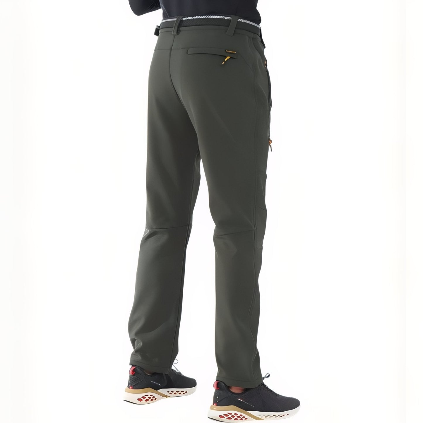 Pantalon Randonnée Doublé Polaire Homme vue arrière portée - Vert Foncé - Noir Profond - Gris Anthracite