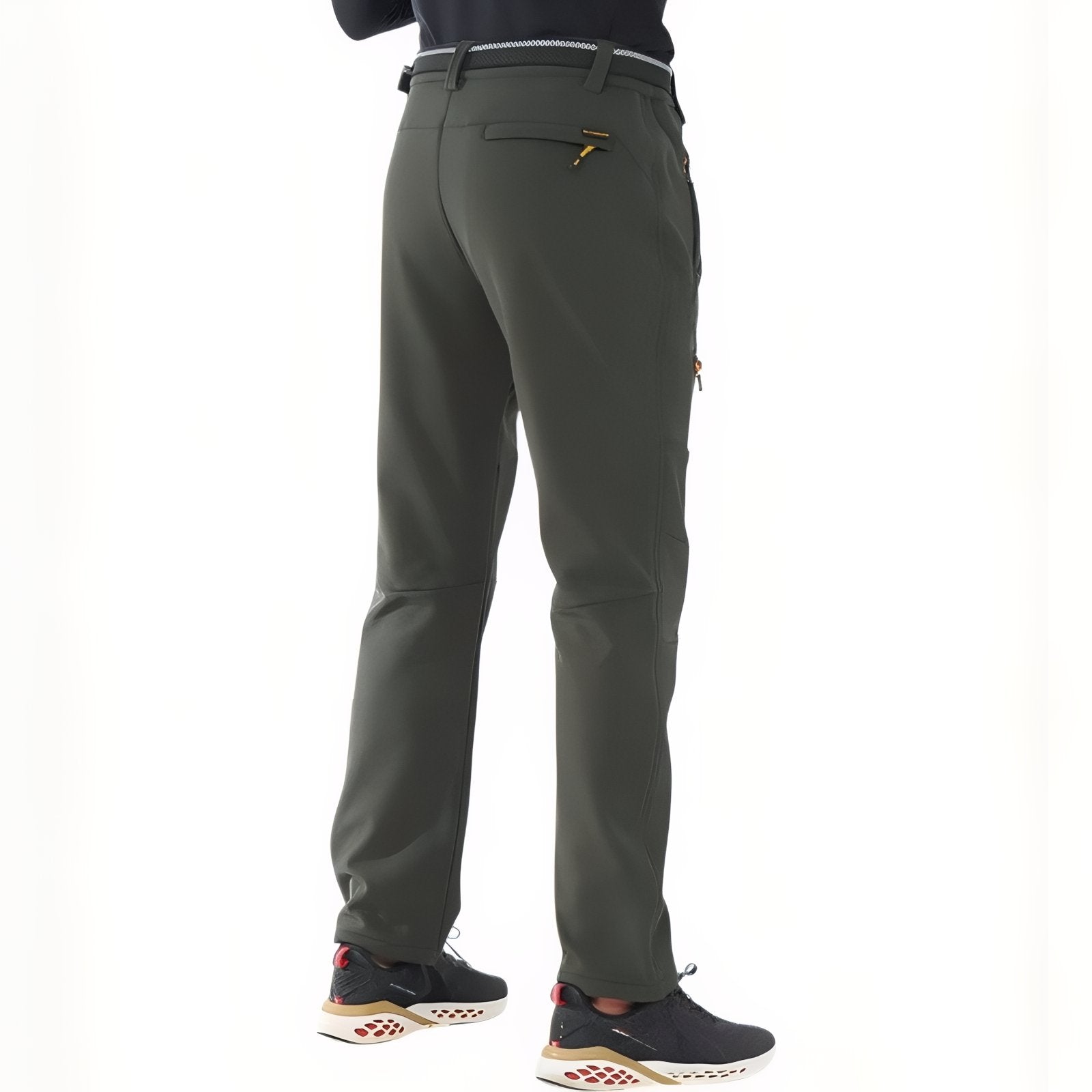 Pantalon Randonnée Doublé Polaire Homme vue arrière portée - Vert Foncé - Noir Profond - Gris Anthracite