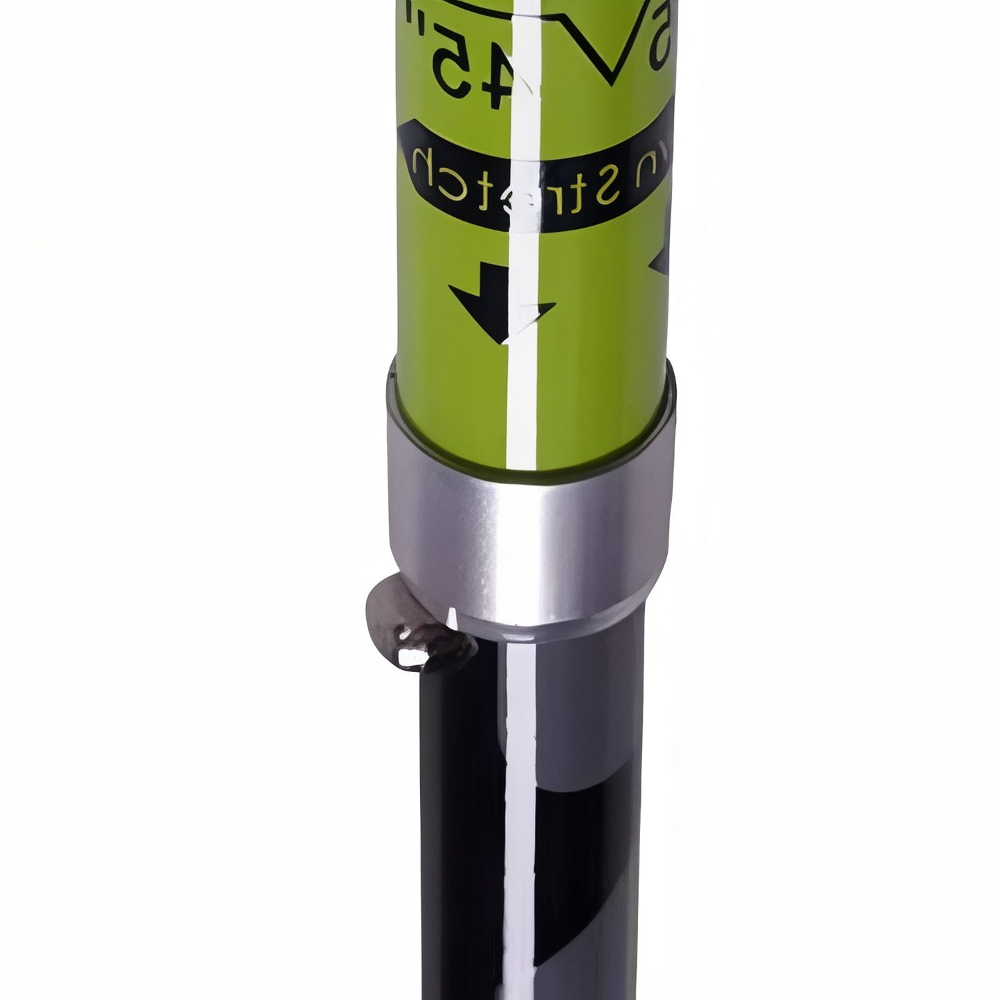 Bâton De Marche Carbone Pliable gros plan partie supérieure - Rouge et Vert Fluo - Noir
