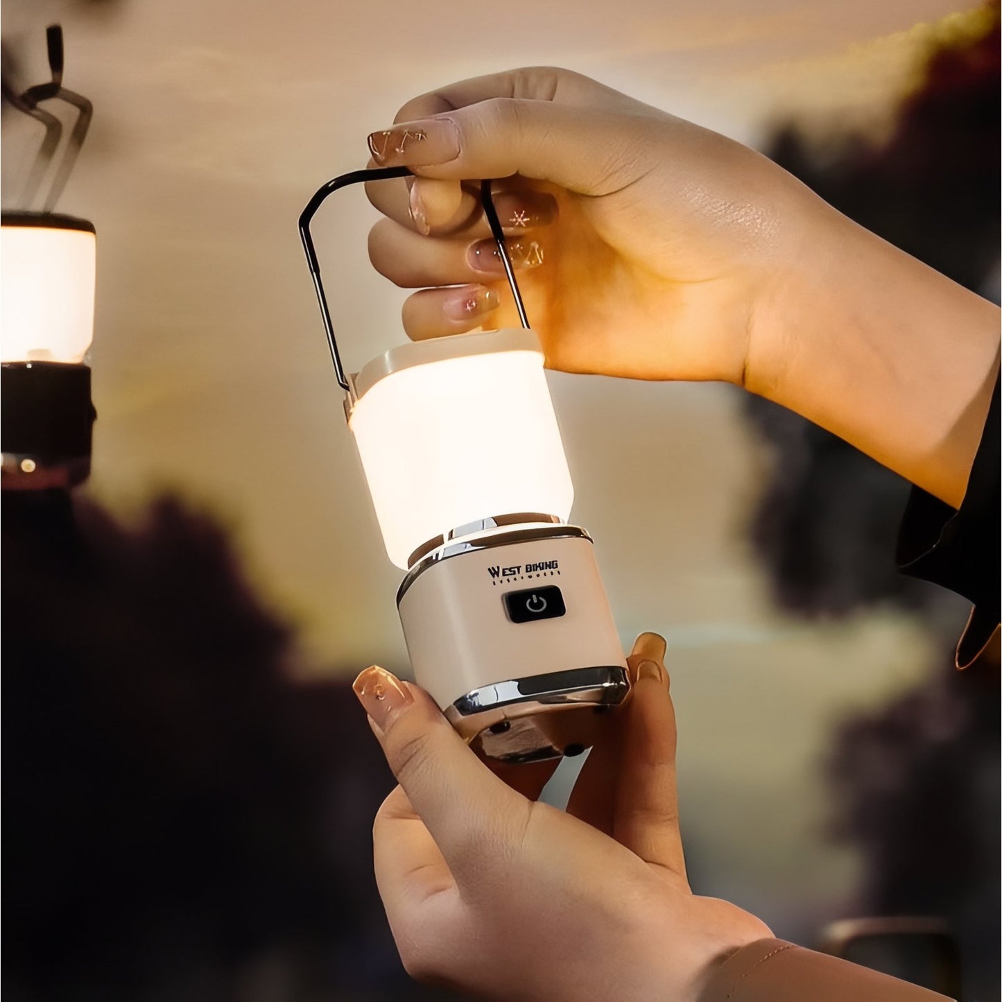 Lanterne Compacte Rechargeable portée à la main - Crème - Blanc Cassé - Marron Foncé - Vert Olive - Bleu Marine