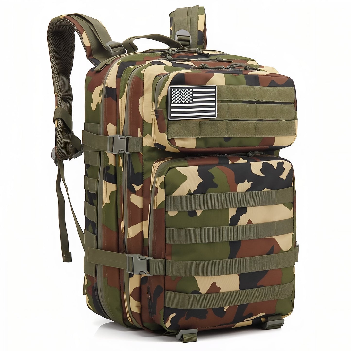 Sac à Dos Camouflage 45L - Vert Olive et Beige