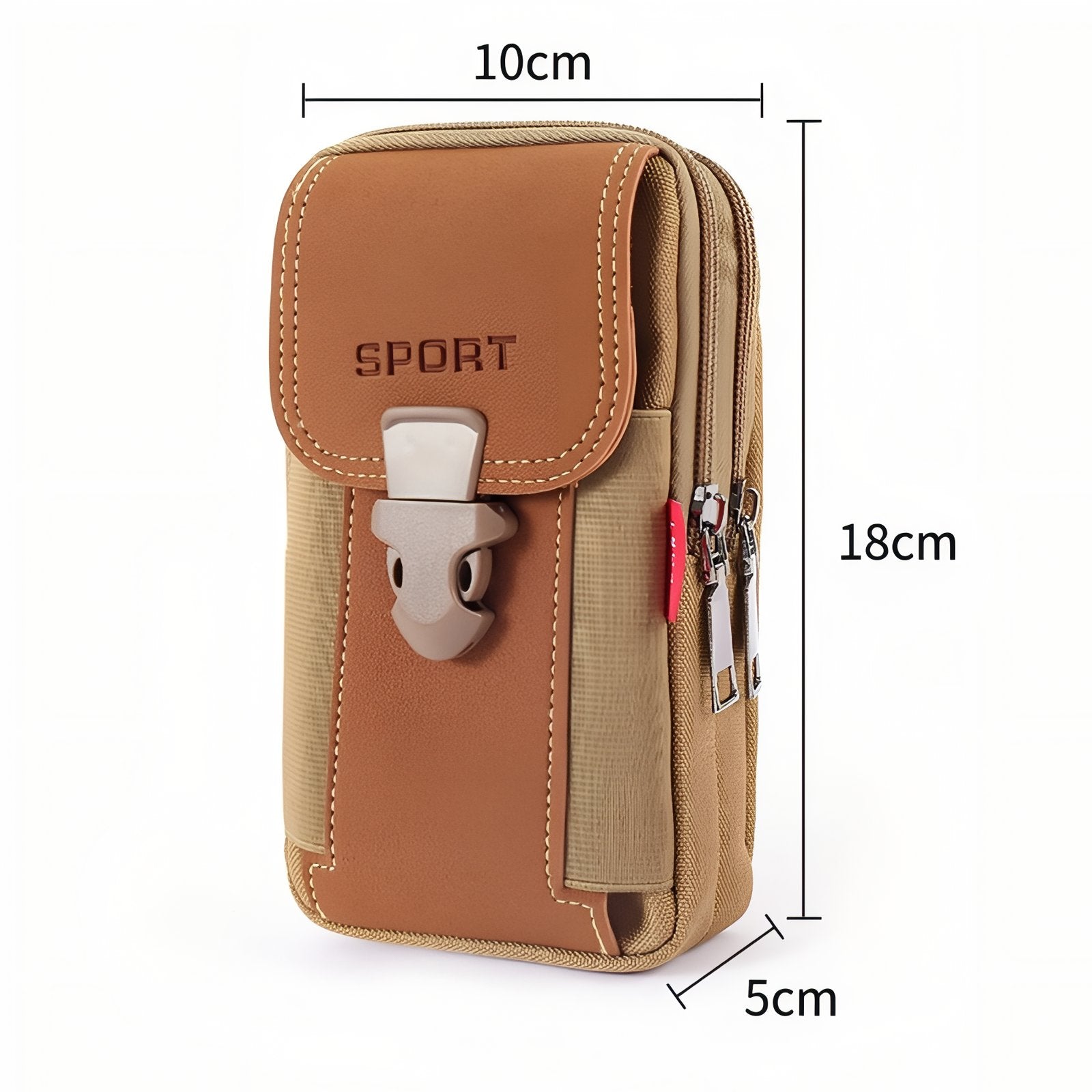 Sacoche Ceinture Randonnée guide des dimensions - Marron Camel - Noir - Vert Olive